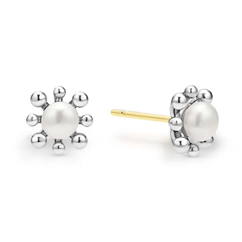 Luna Fleur Pearl Stud Earrings sold by LAGOS