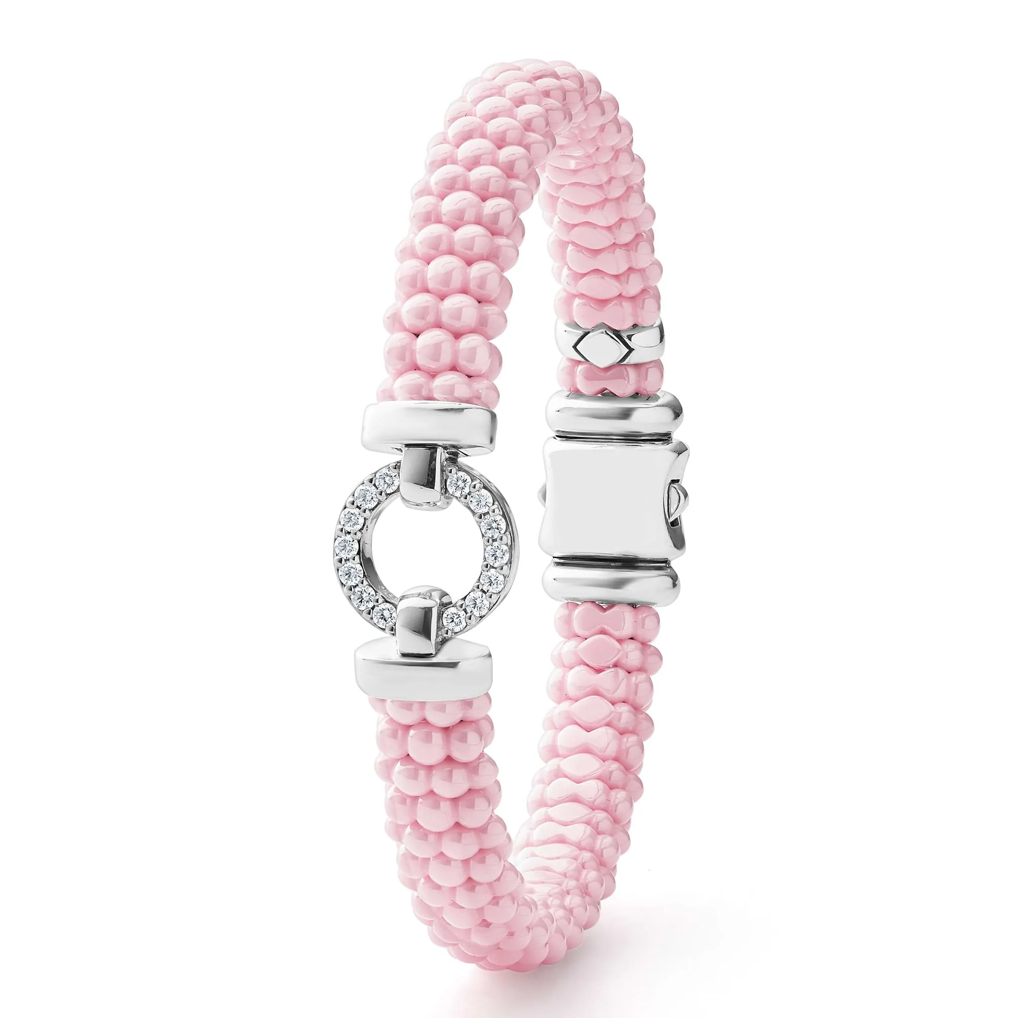 Pink Caviar Pink Ceramic Diamond Circle Bracelet | 9mm sold by LAGOS product image thumbnail 5