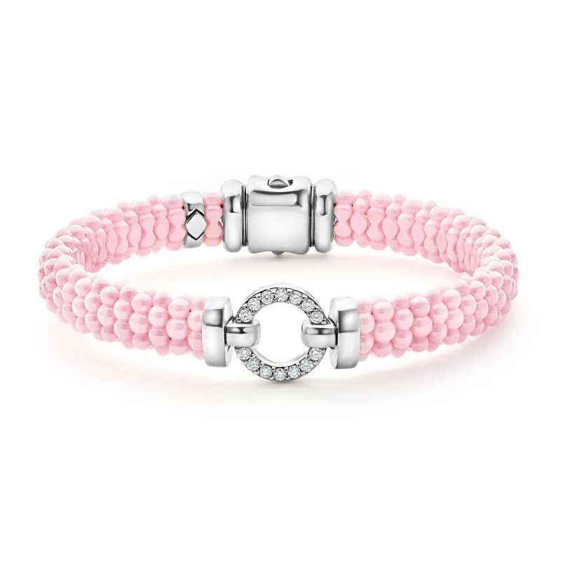 Pink Caviar Pink Ceramic Diamond Circle Bracelet | 9mm sold by LAGOS