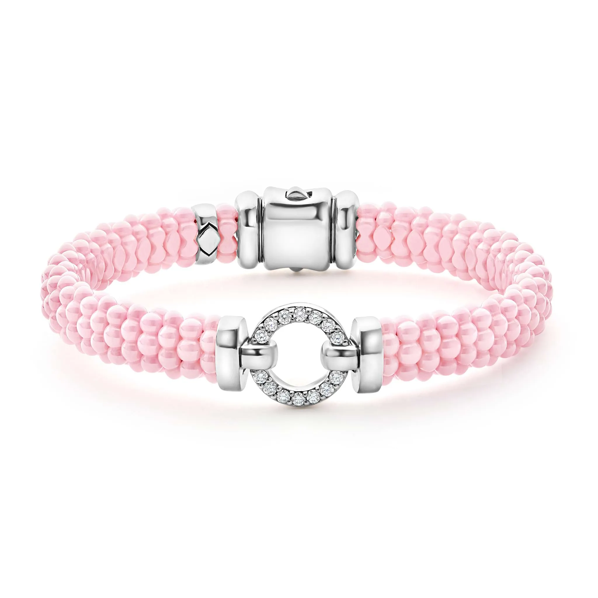 Pink Caviar Pink Ceramic Diamond Circle Bracelet | 9mm sold by LAGOS