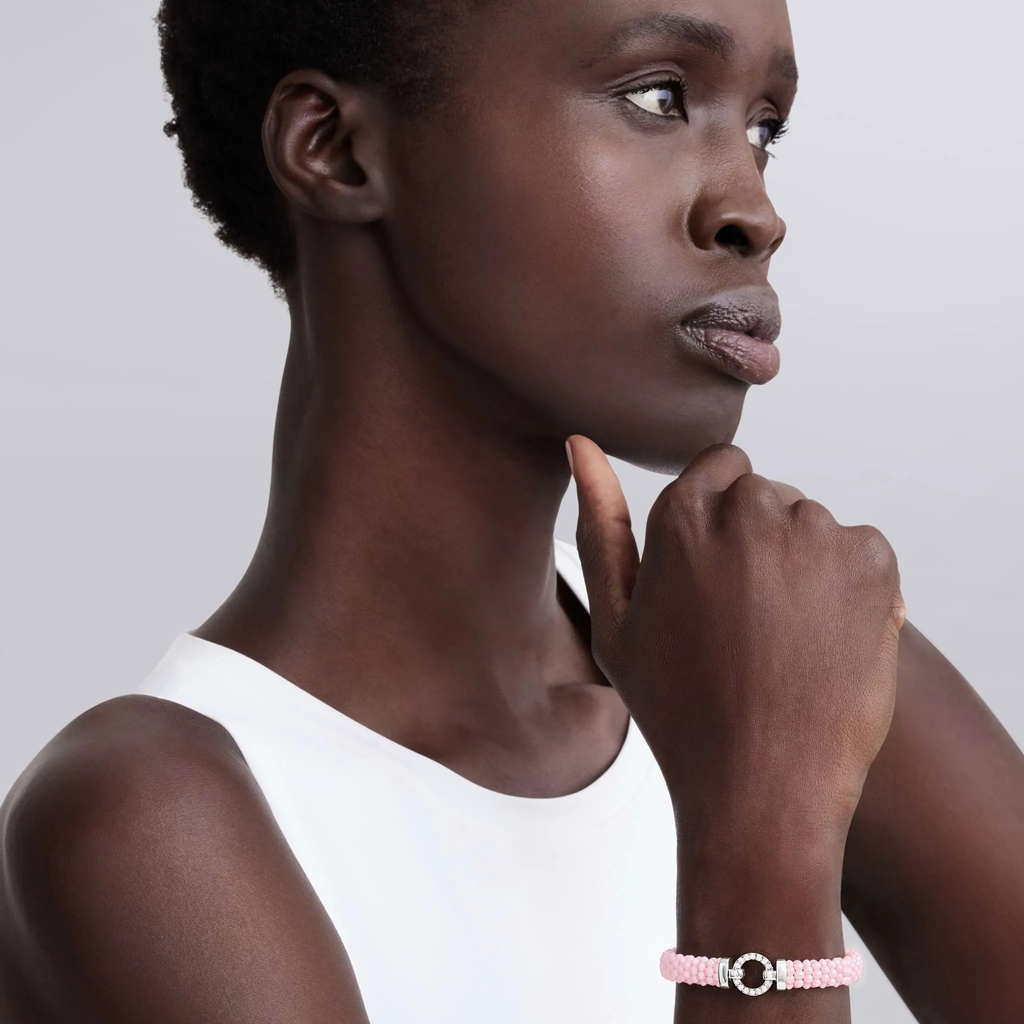 Pink Caviar Pink Ceramic Diamond Circle Bracelet | 9mm sold by LAGOS product image thumbnail 2