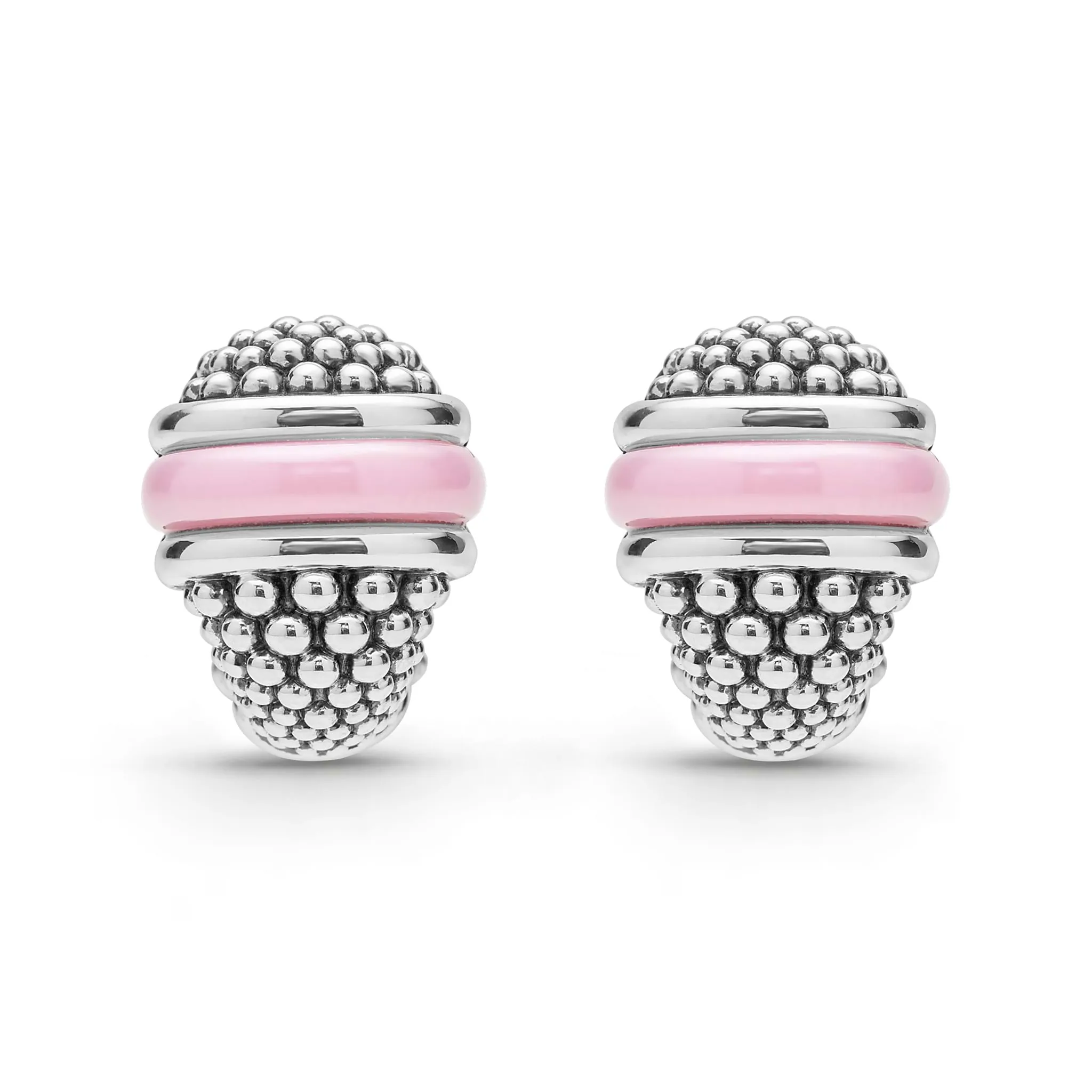 Pink Caviar Ceramic Caviar Omega Clip Earrings sold by LAGOS product image thumbnail 3