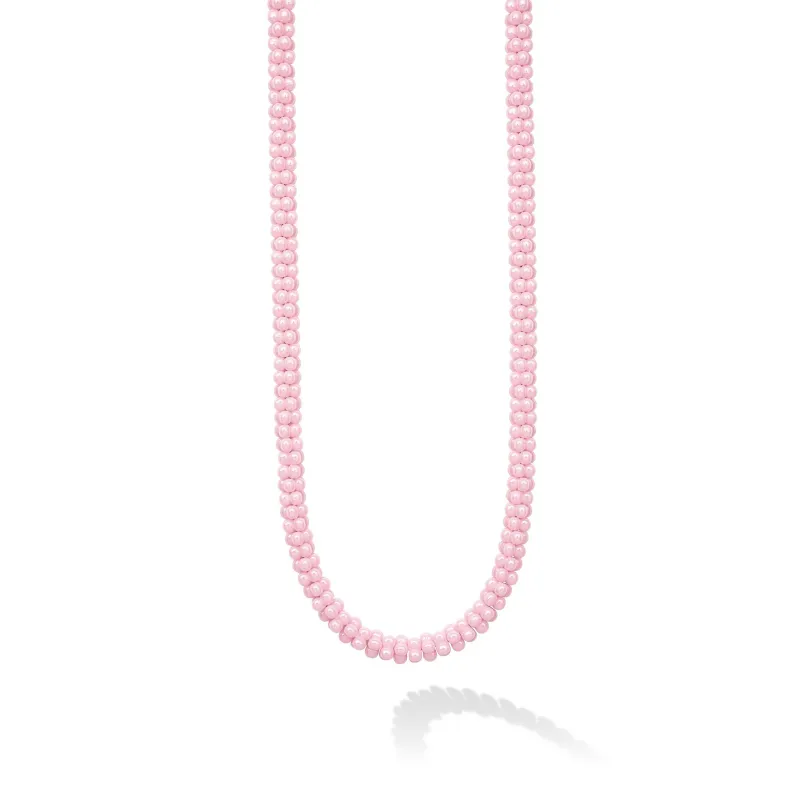 Pink Caviar Pink Ceramic Beaded Necklace | 5mm sold by LAGOS