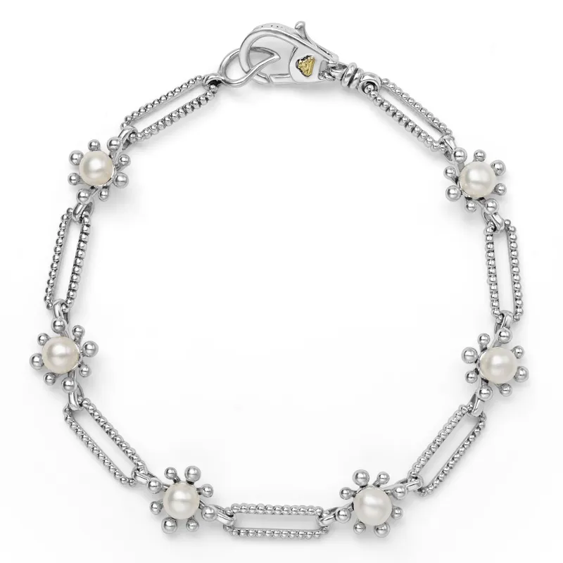 Luna Fleur Pearl Link Bracelet sold by LAGOS