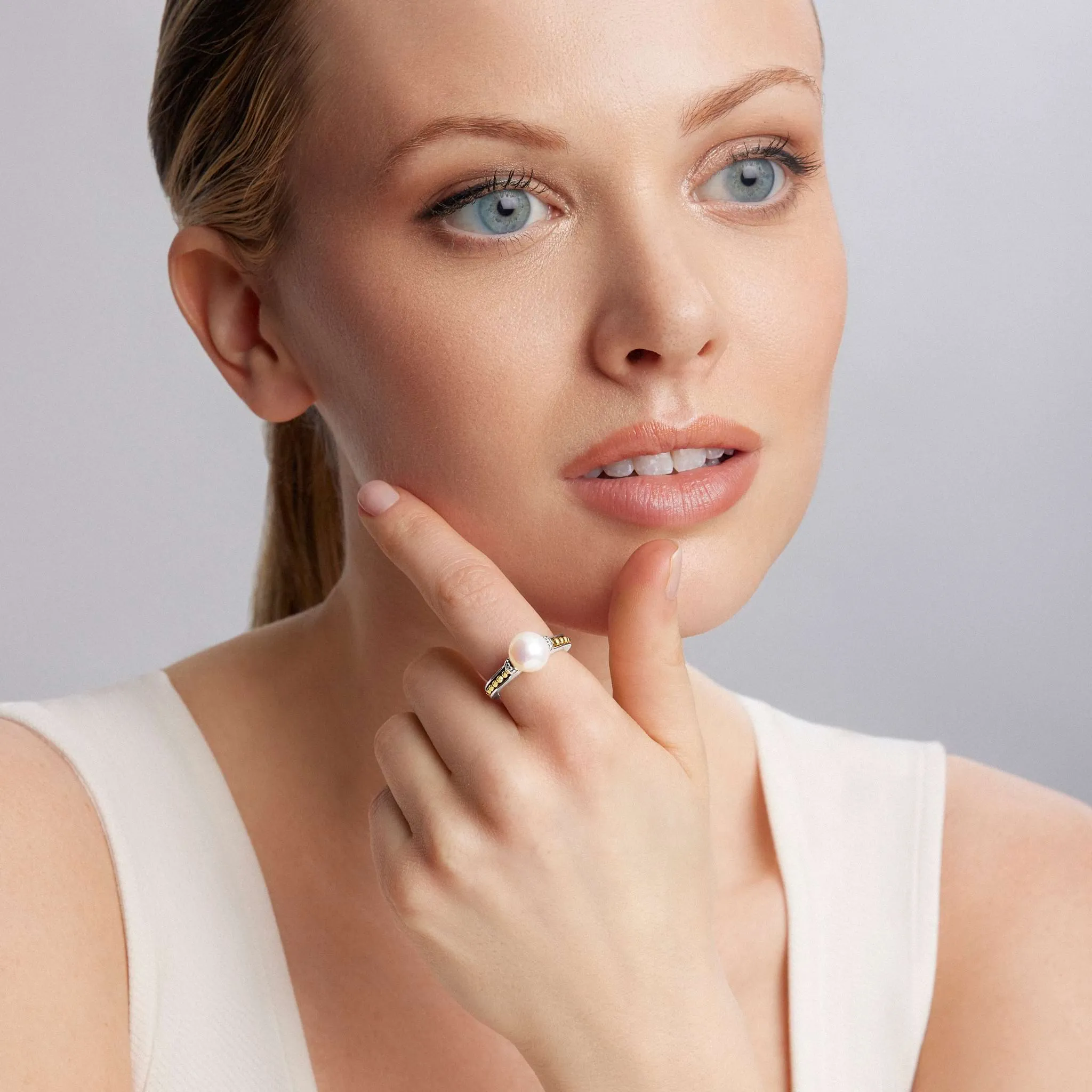 Luna Two-Tone Pearl Ring sold by LAGOS product image thumbnail 2