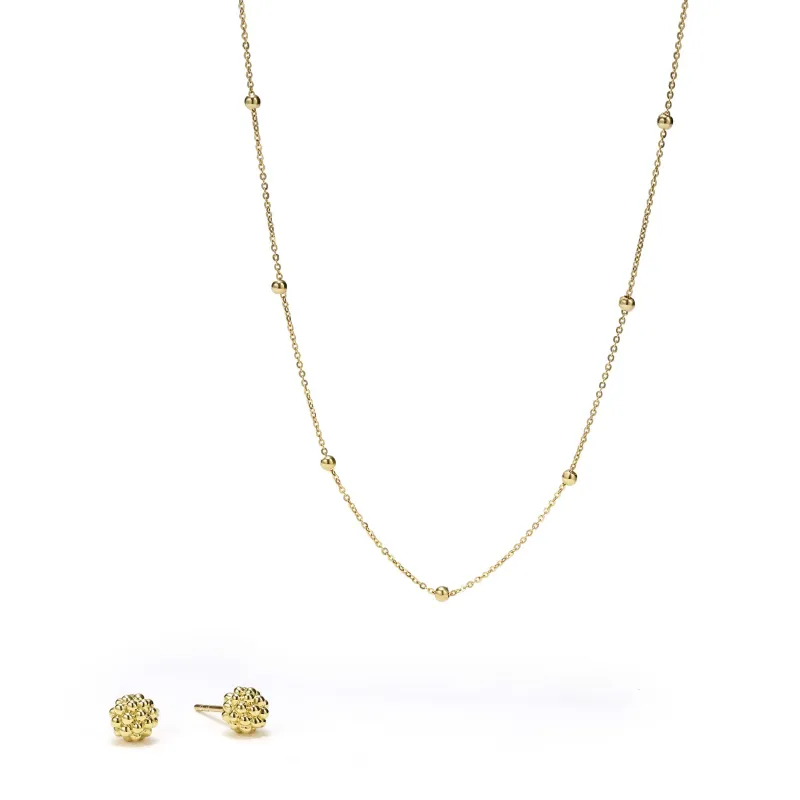 Caviar Gold 18K Gold Earring and Necklace Gift Set sold by LAGOS