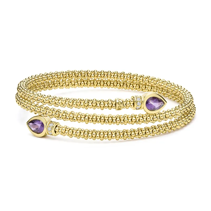 Studio 18K Gold Amethyst and Diamond Wrap Bracelet sold by LAGOS