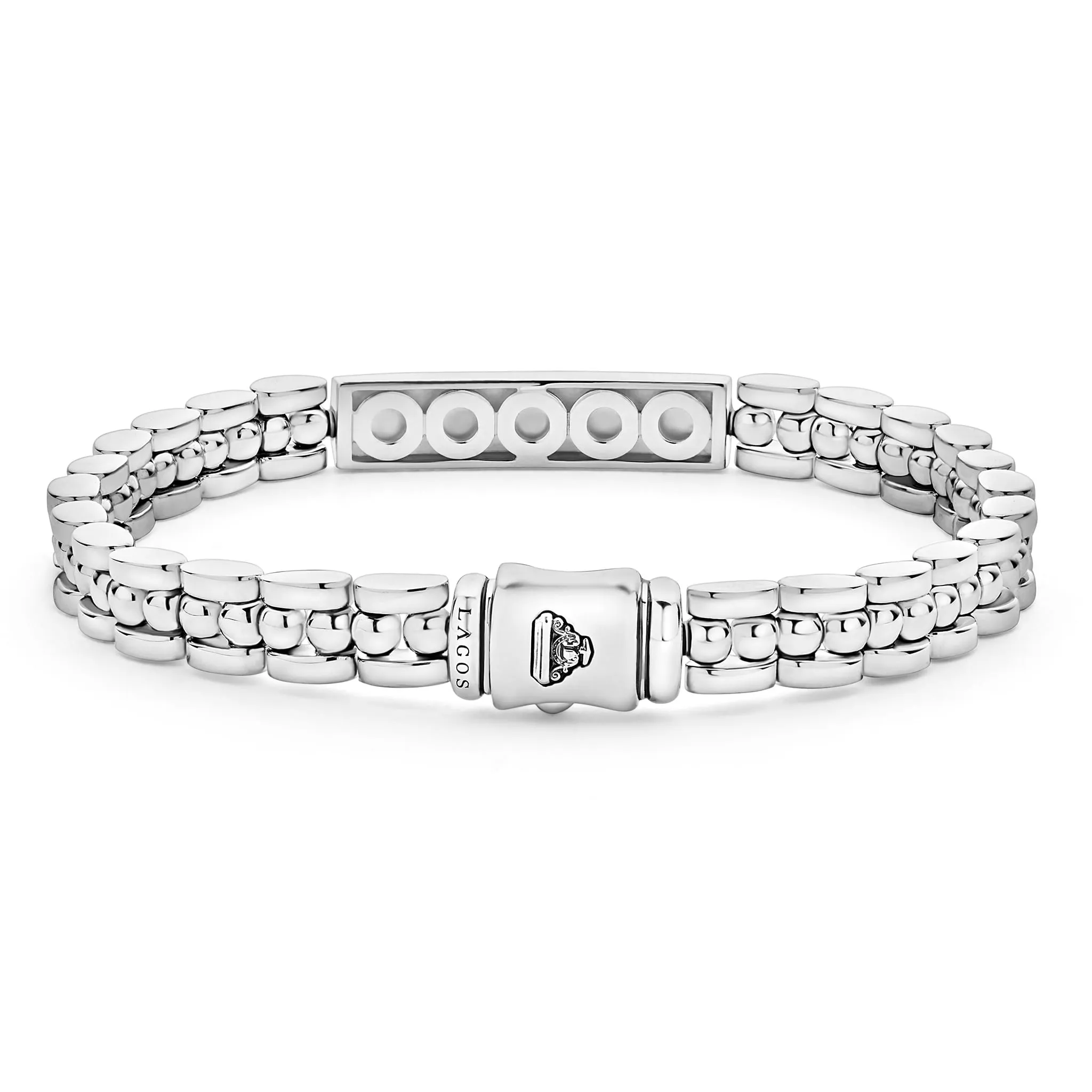 Signature Caviar Petite Silver Engravable ID Link Bracelet sold by LAGOS product image thumbnail 4