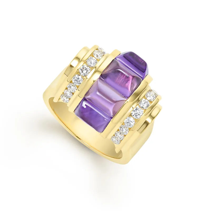 Studio 18K Gold Amethyst and Diamond Ring sold by LAGOS