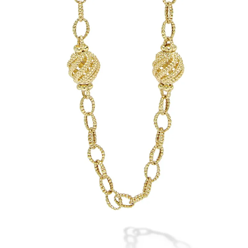 Caviar Gold 18K Gold Open Ball Link Necklace sold by LAGOS