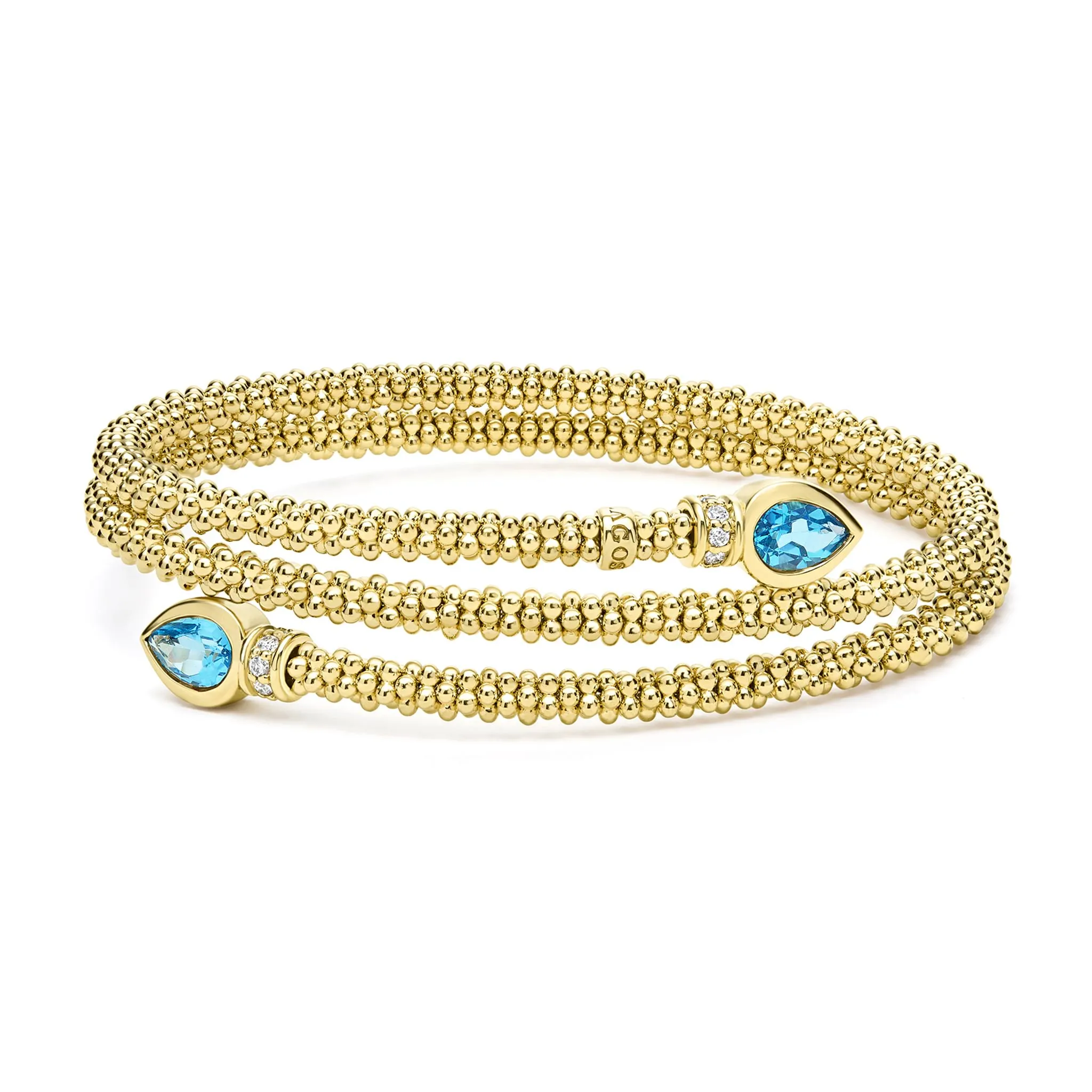 Studio 18K Gold Swiss Blue Topaz and Diamond Wrap Bracelet sold by LAGOS