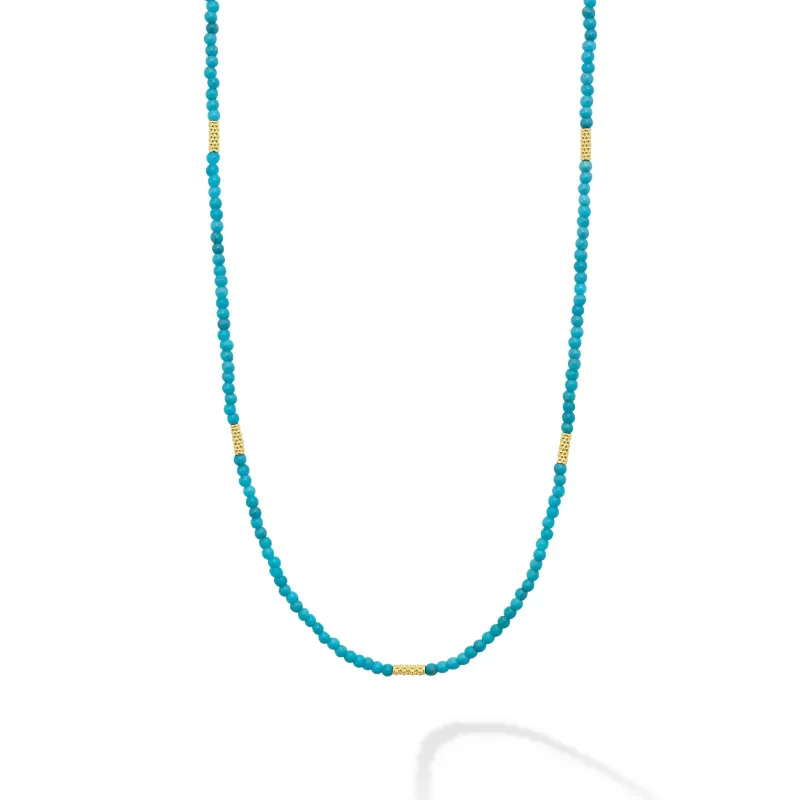 Studio 18K Gold Turquoise Seven Station Necklace sold by LAGOS