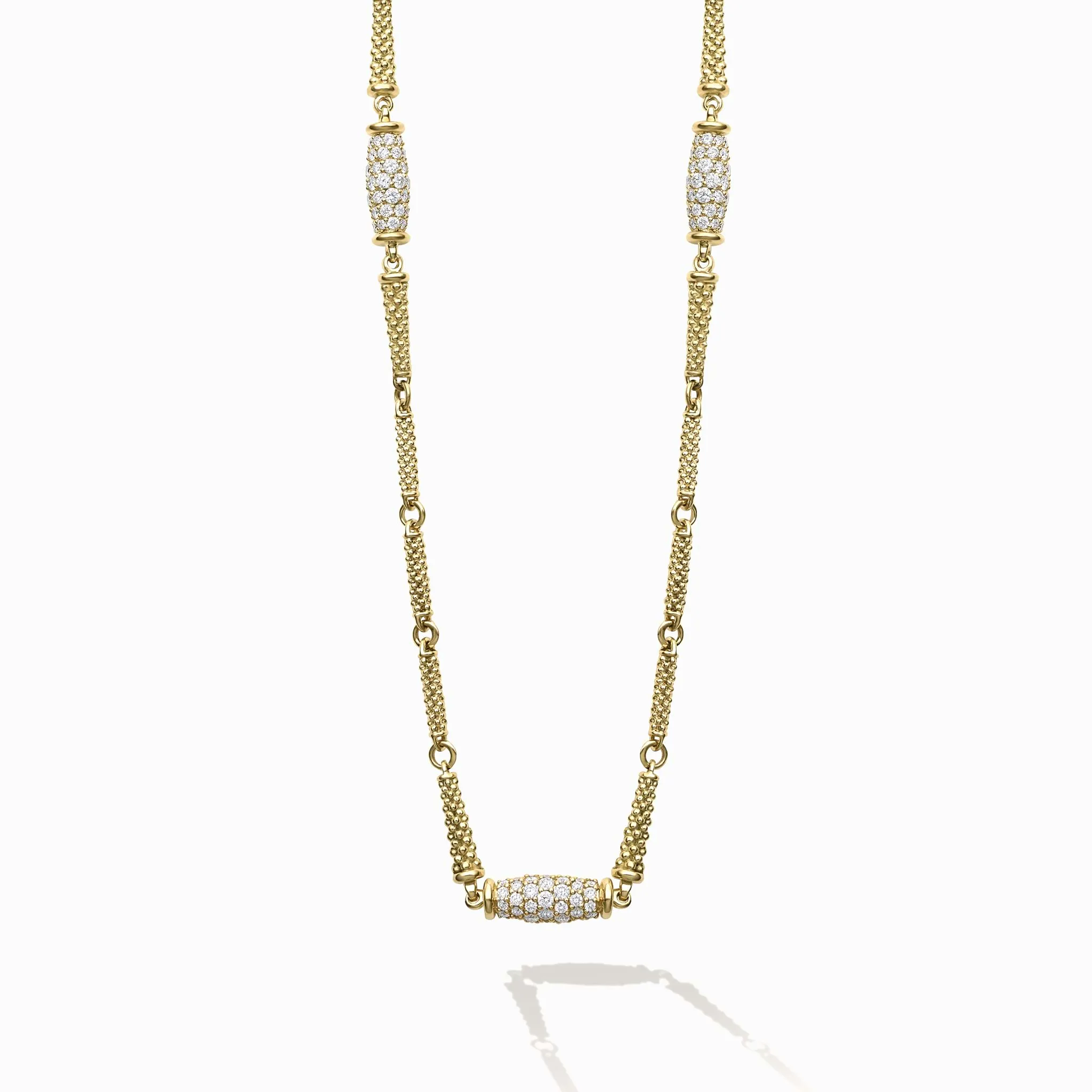 Studio 18K Three Diamond Barrel Necklace sold by LAGOS