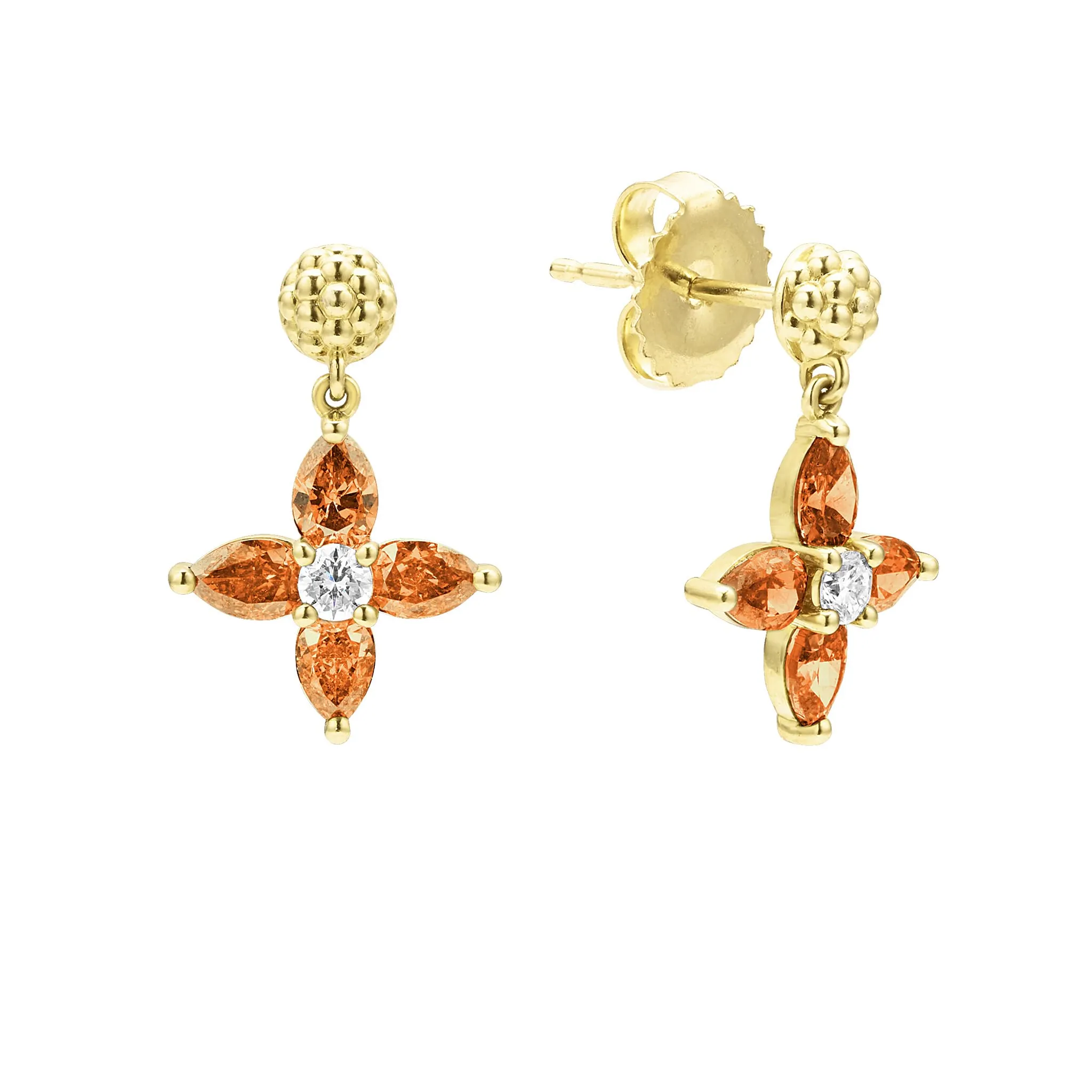 Studio 18K Gold & Orange Diamond Drop Earrings sold by LAGOS