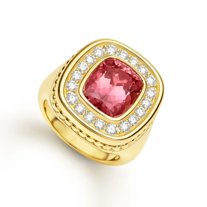 Studio 18K Gold Diamond Pink Tourmaline Ring sold by LAGOS