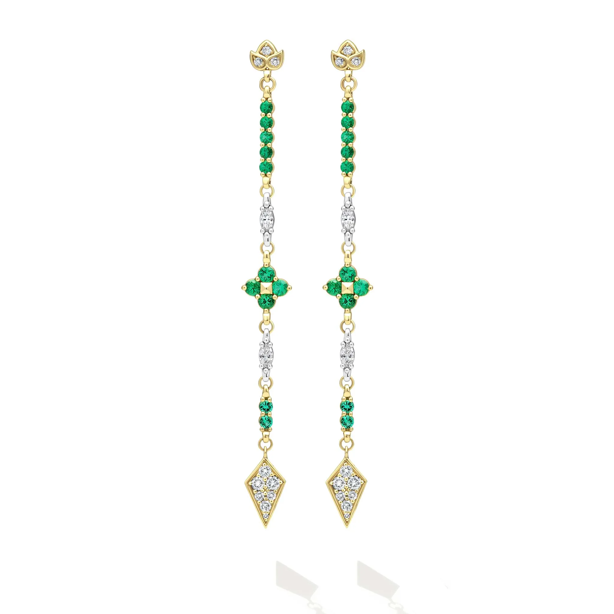 Studio 18K Gold Emerald Diamond Kite End Drop Earring sold by LAGOS product image thumbnail 2