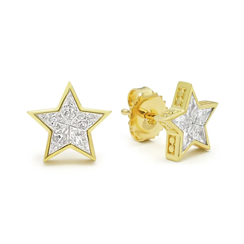 Studio 18K Gold Star Diamond Stud Earrings sold by LAGOS