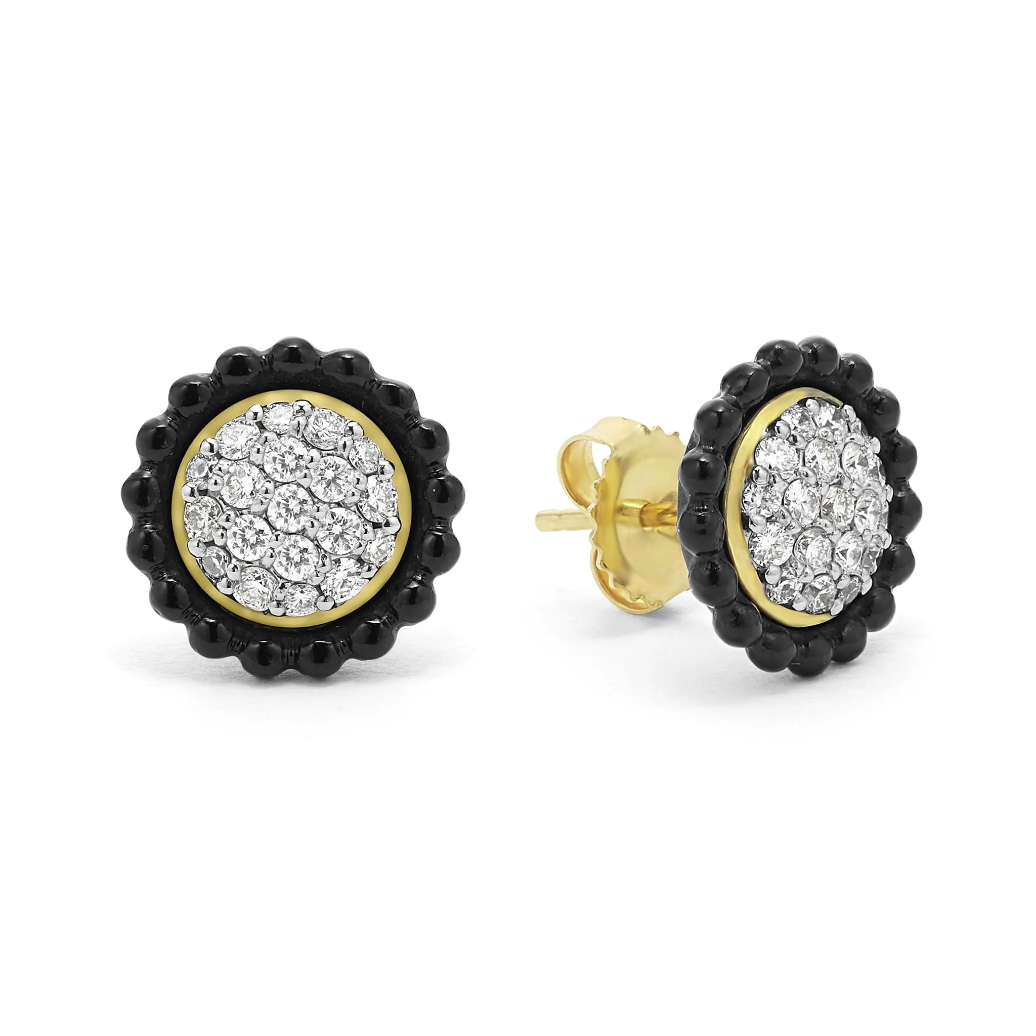 Studio 18K Gold Onyx and Diamond Stud Earrings sold by LAGOS