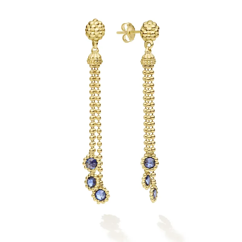 Studio 18K Gold Blue Sapphire Drop Earrings sold by LAGOS