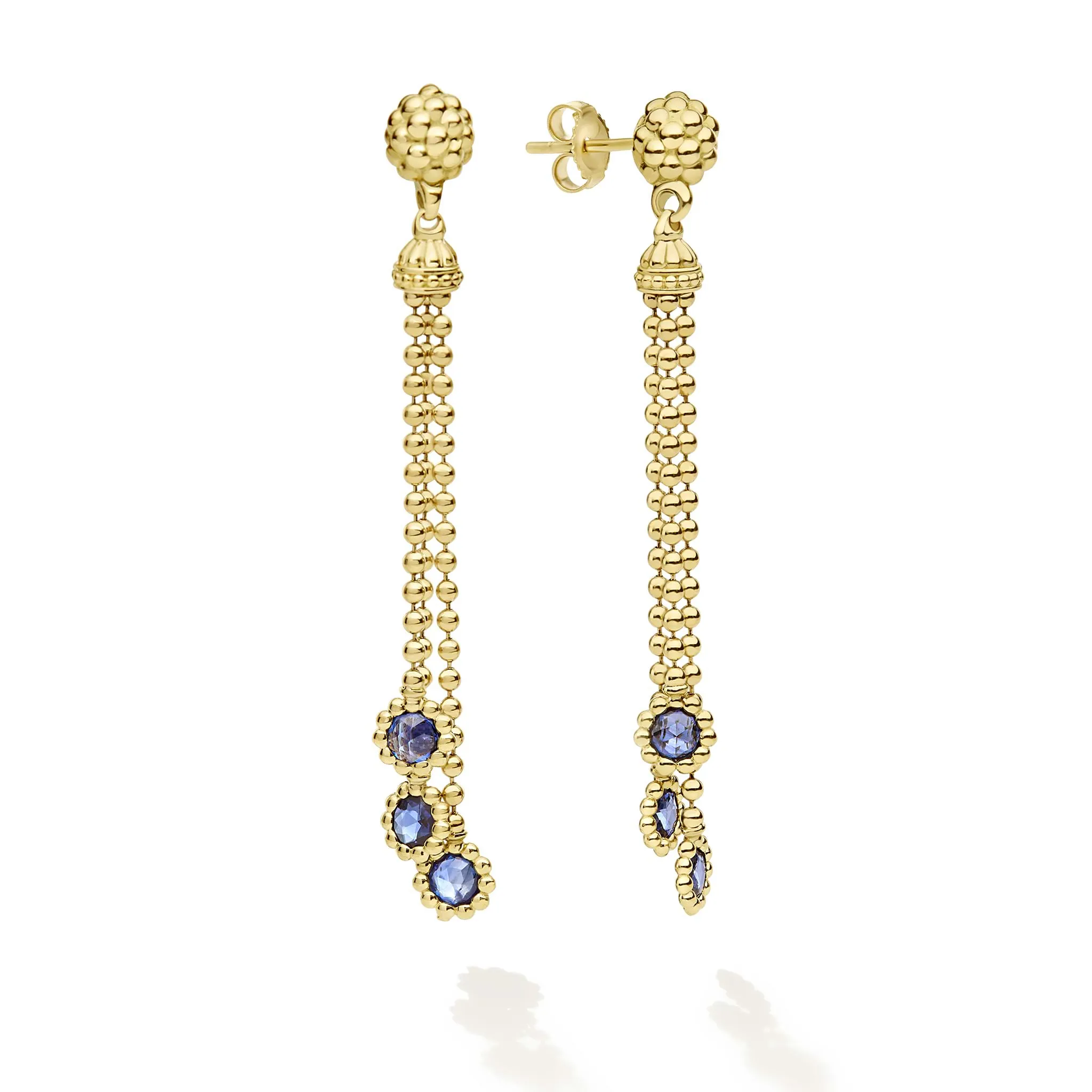 Studio 18K Gold Blue Sapphire Drop Earrings sold by LAGOS
