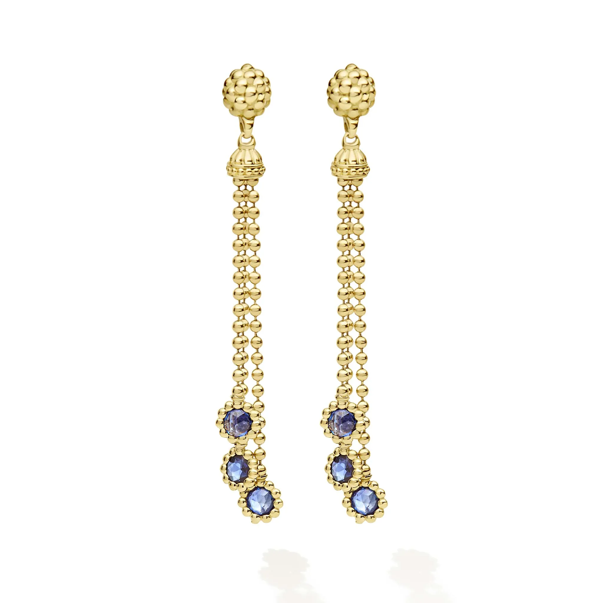Studio 18K Gold Blue Sapphire Drop Earrings sold by LAGOS product image thumbnail 2