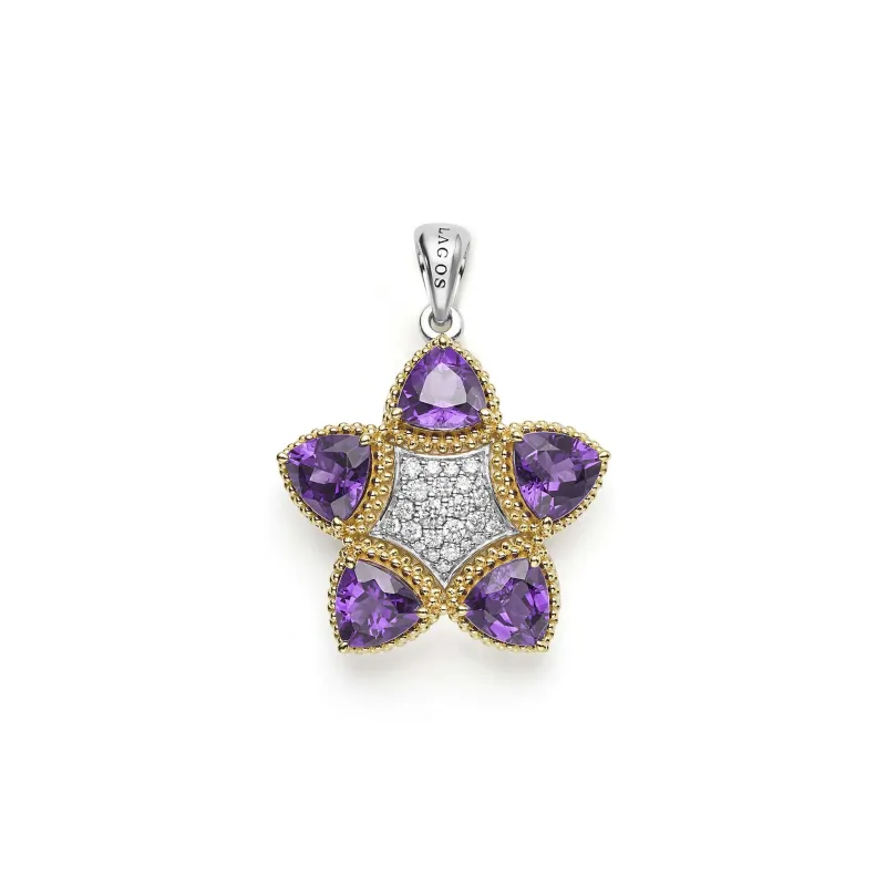 Studio Two-Tone Amethyst and Diamond Pendant sold by LAGOS