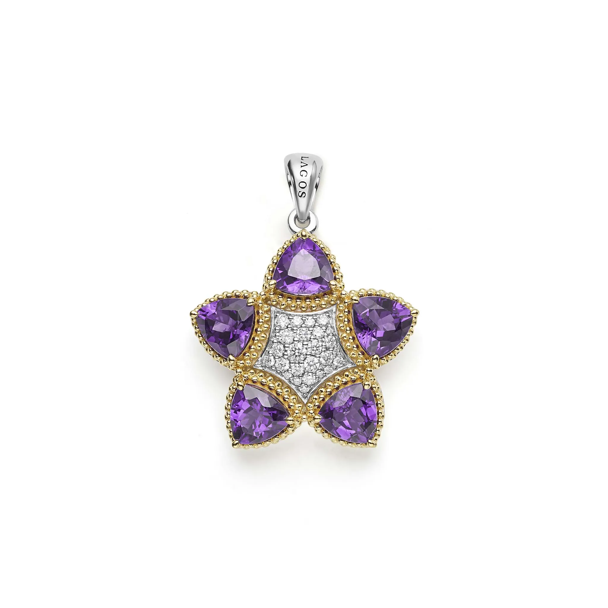 Studio Two-Tone Amethyst and Diamond Pendant sold by LAGOS