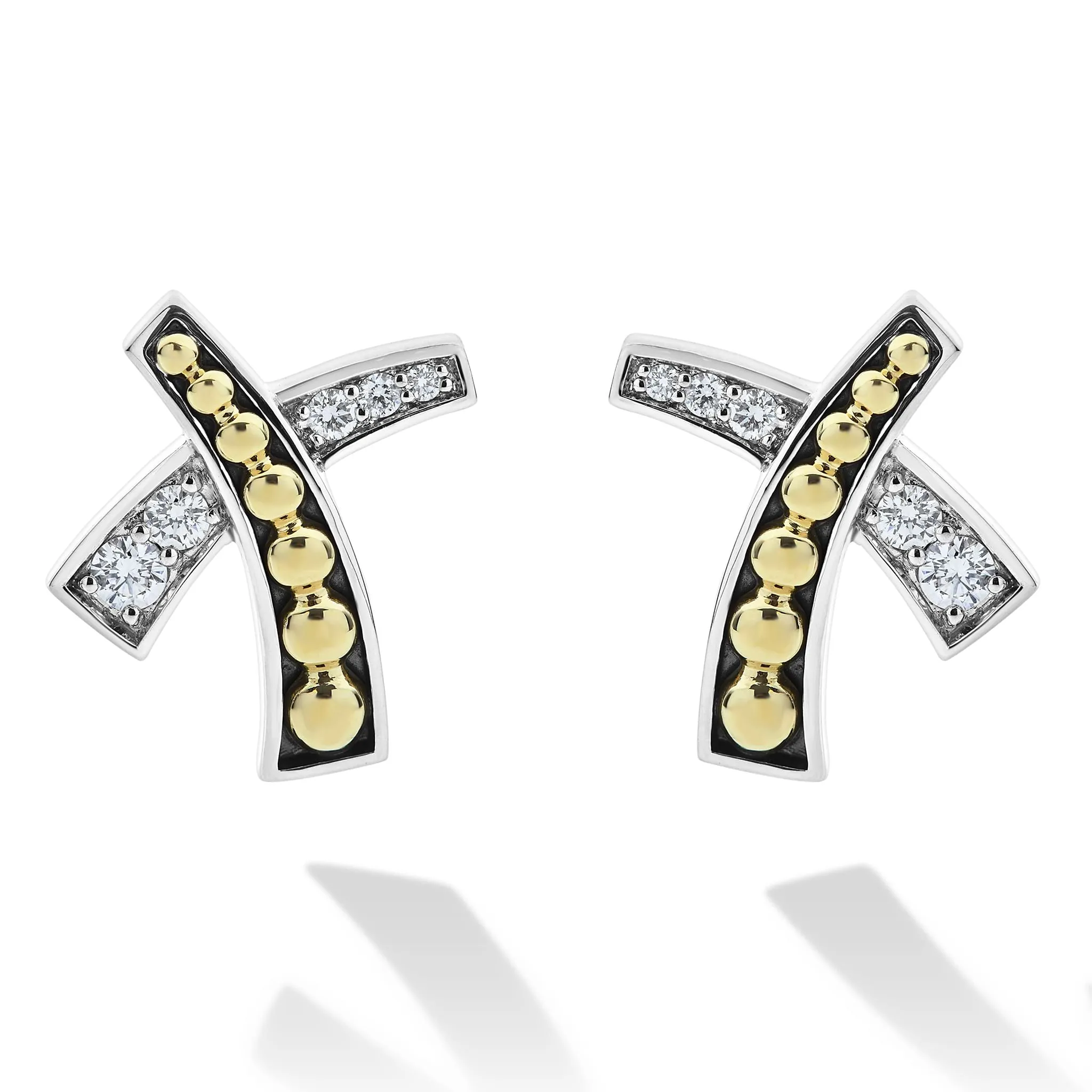 Studio Two-Tone X Diamond Stud Earrings sold by LAGOS product image thumbnail 2
