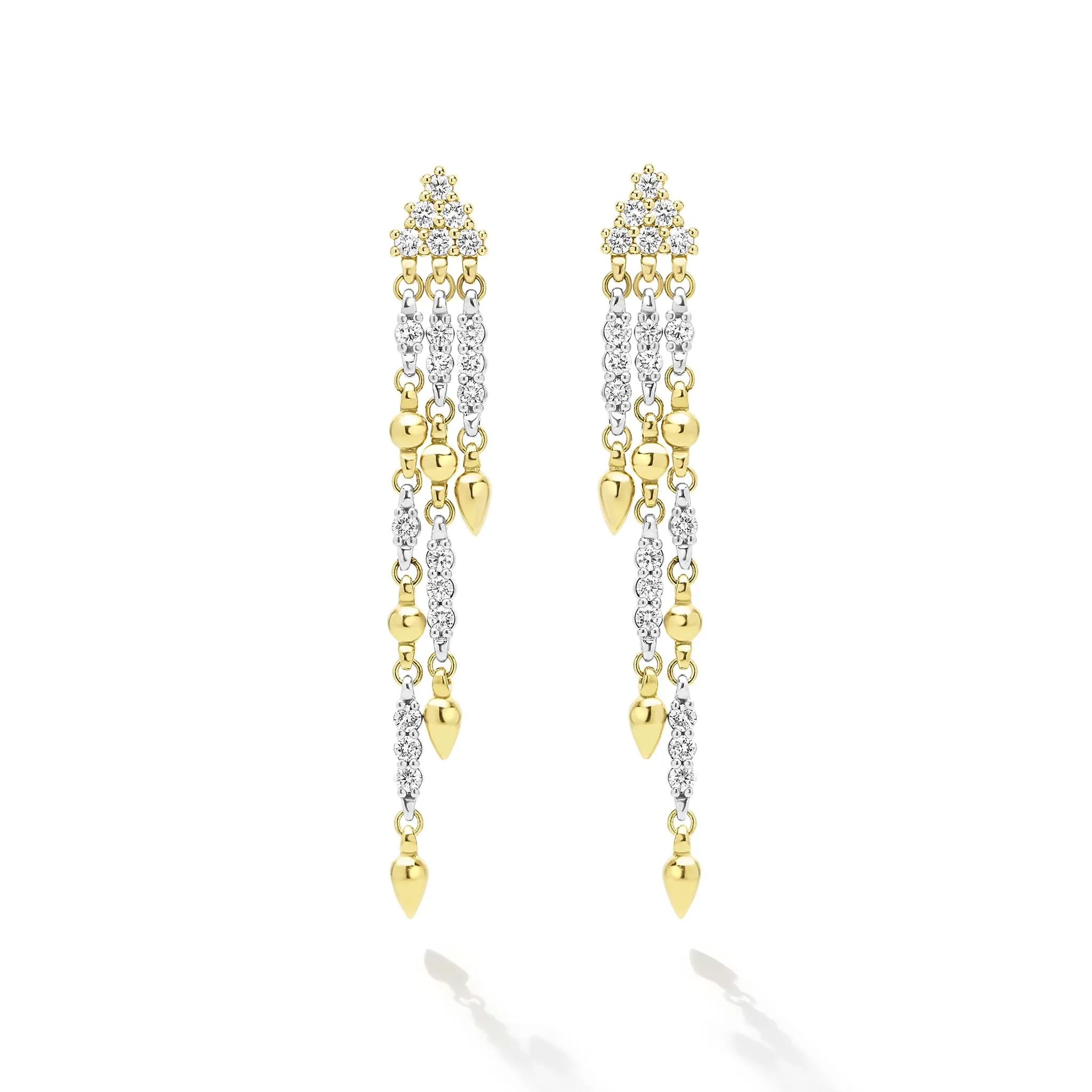 Studio 18K Gold 3-Strand Diamond Drop Earrings sold by LAGOS product image thumbnail 2