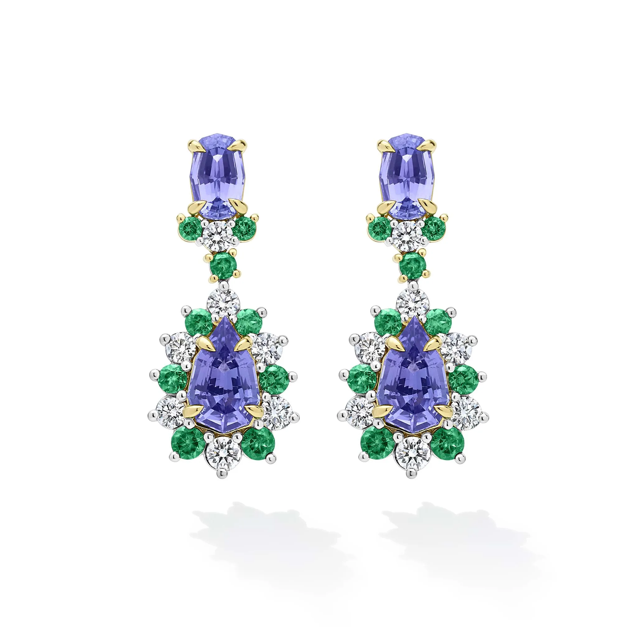 Studio 18K Gold Tanzanite and Tsavorite Garnet Drop Earrings sold by LAGOS product image thumbnail 2
