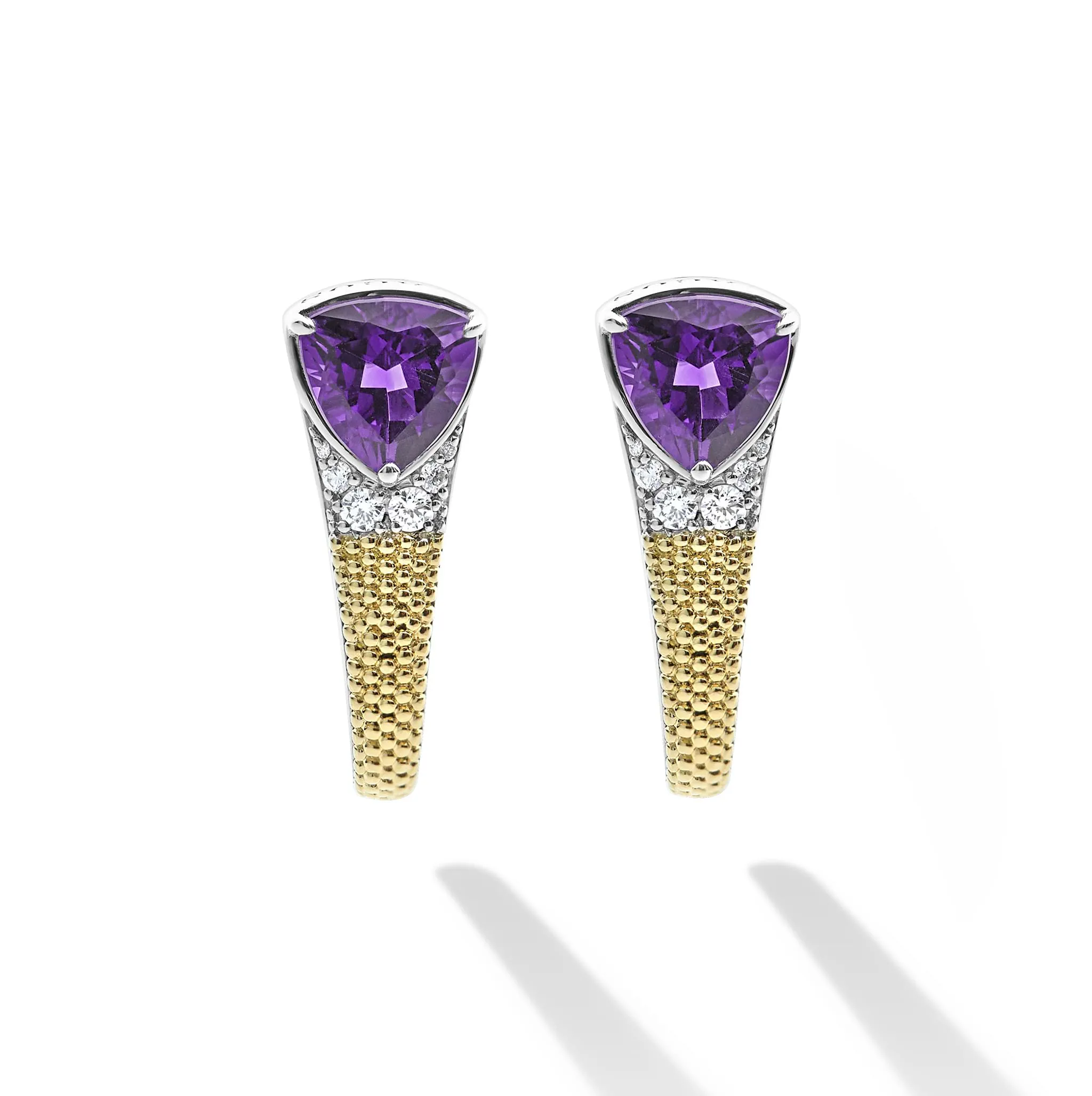 Caviar Color 18K Gold Diamond Amethyst Earrings sold by LAGOS product image thumbnail 2
