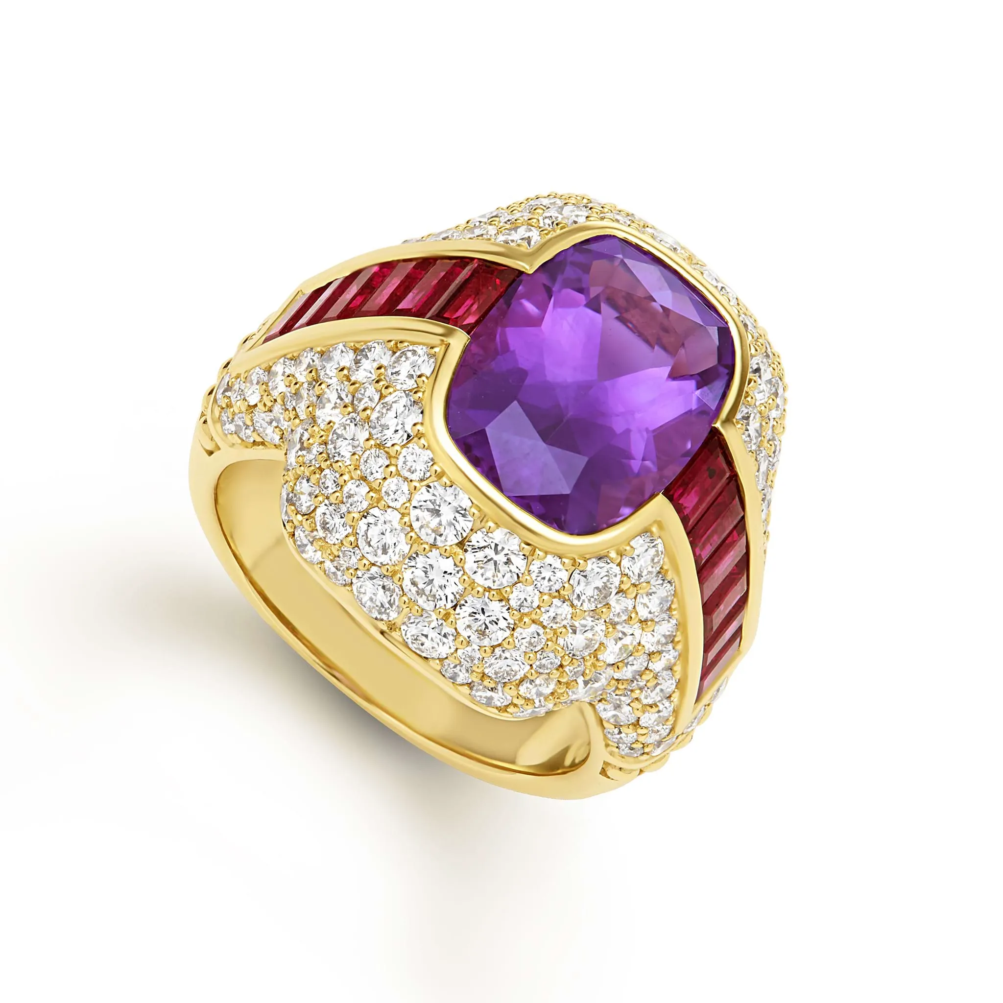 Studio 18K Amethyst and Ruby Diamond Ring sold by LAGOS