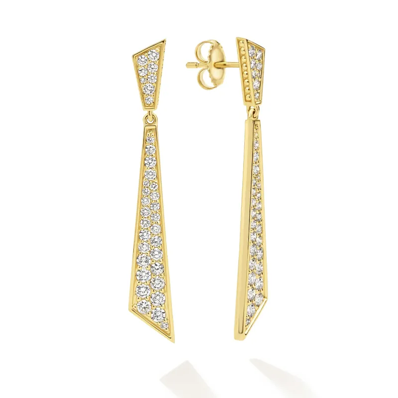 Studio 18K Gold Linear Drop Diamond Earrings sold by LAGOS