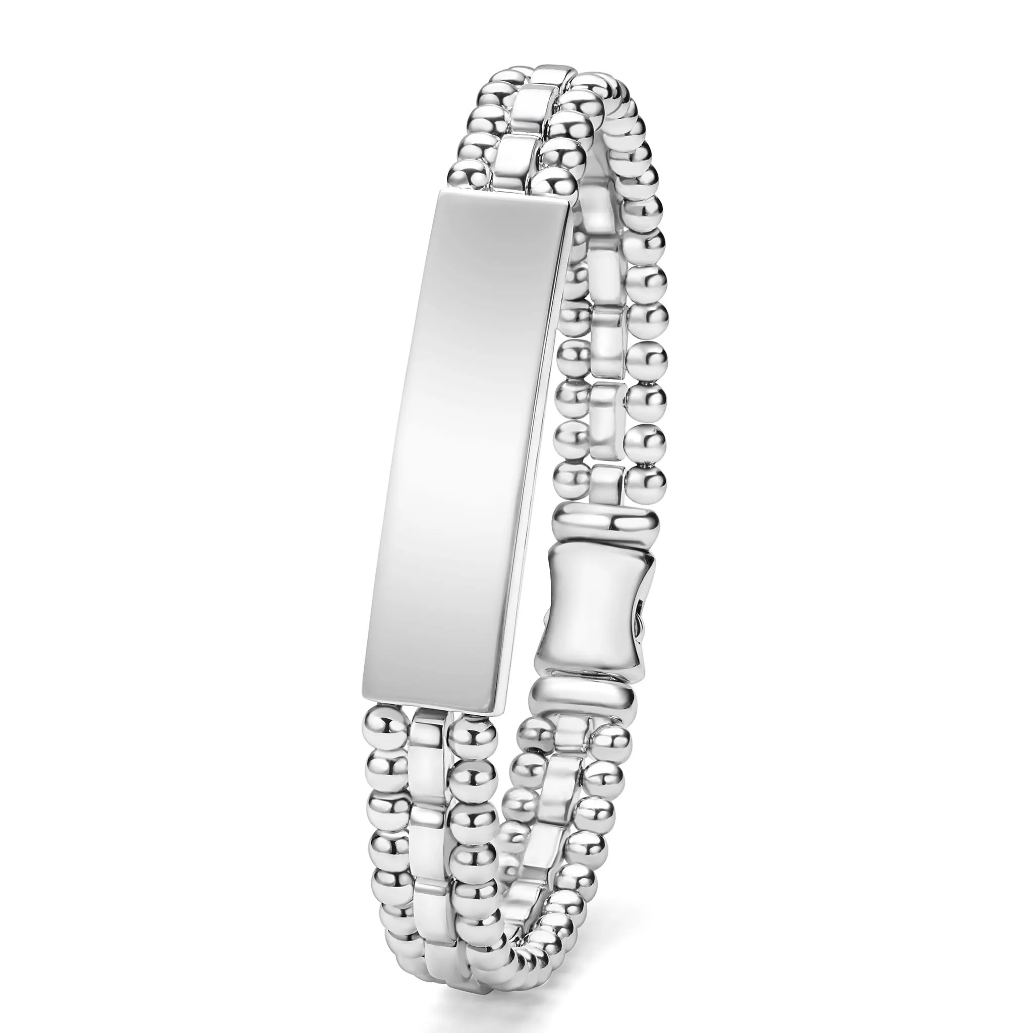 Signature Caviar Silver Engravable ID Link Bracelet sold by LAGOS product image thumbnail 5