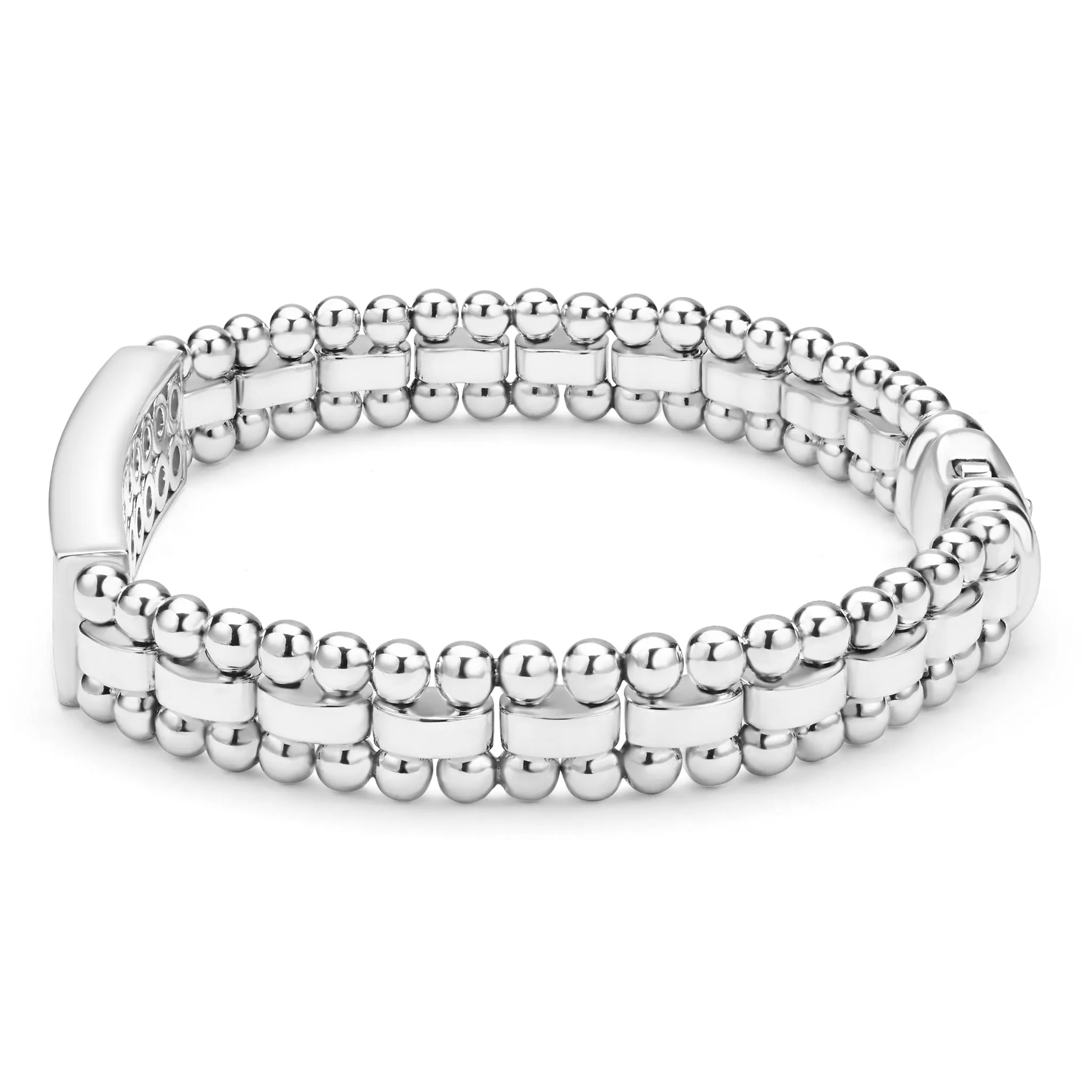 Signature Caviar Silver Engravable ID Link Bracelet sold by LAGOS product image thumbnail 3