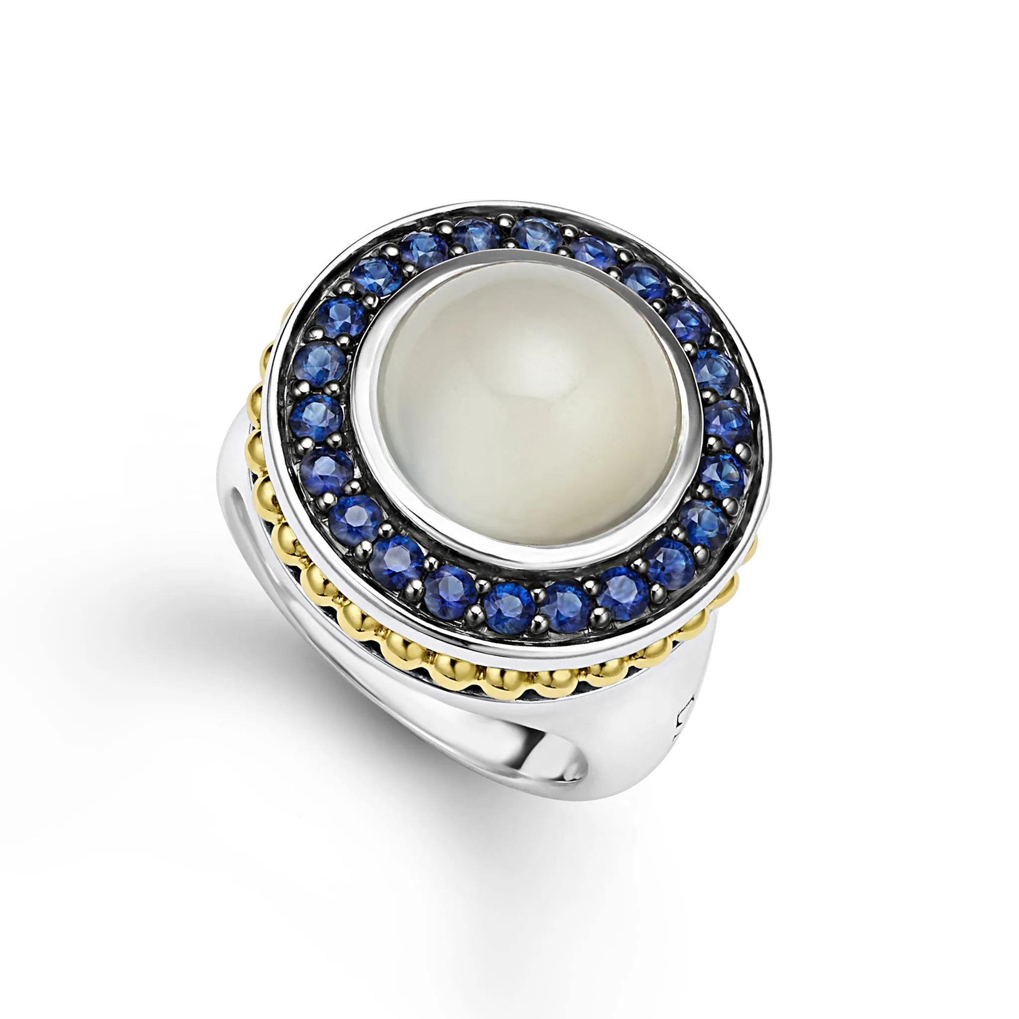 Studio Two-Tone Moonstone and Blue Sapphire Ring sold by LAGOS