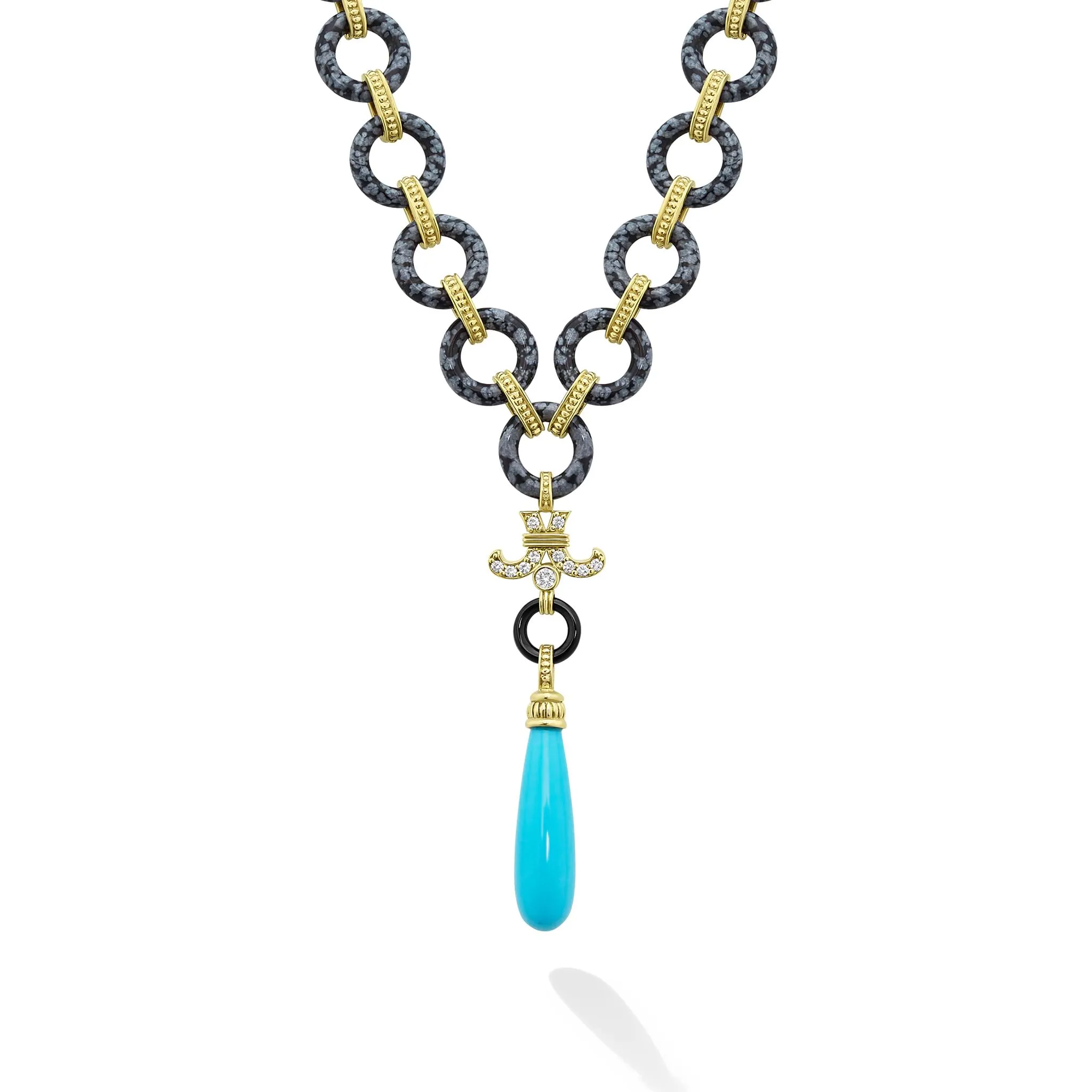 Studio 18K Diamond and Onyx Necklace with Turquoise Pendant sold by LAGOS