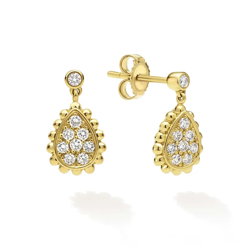 18K Caviar Gold Diamond Drop Earring sold by LAGOS