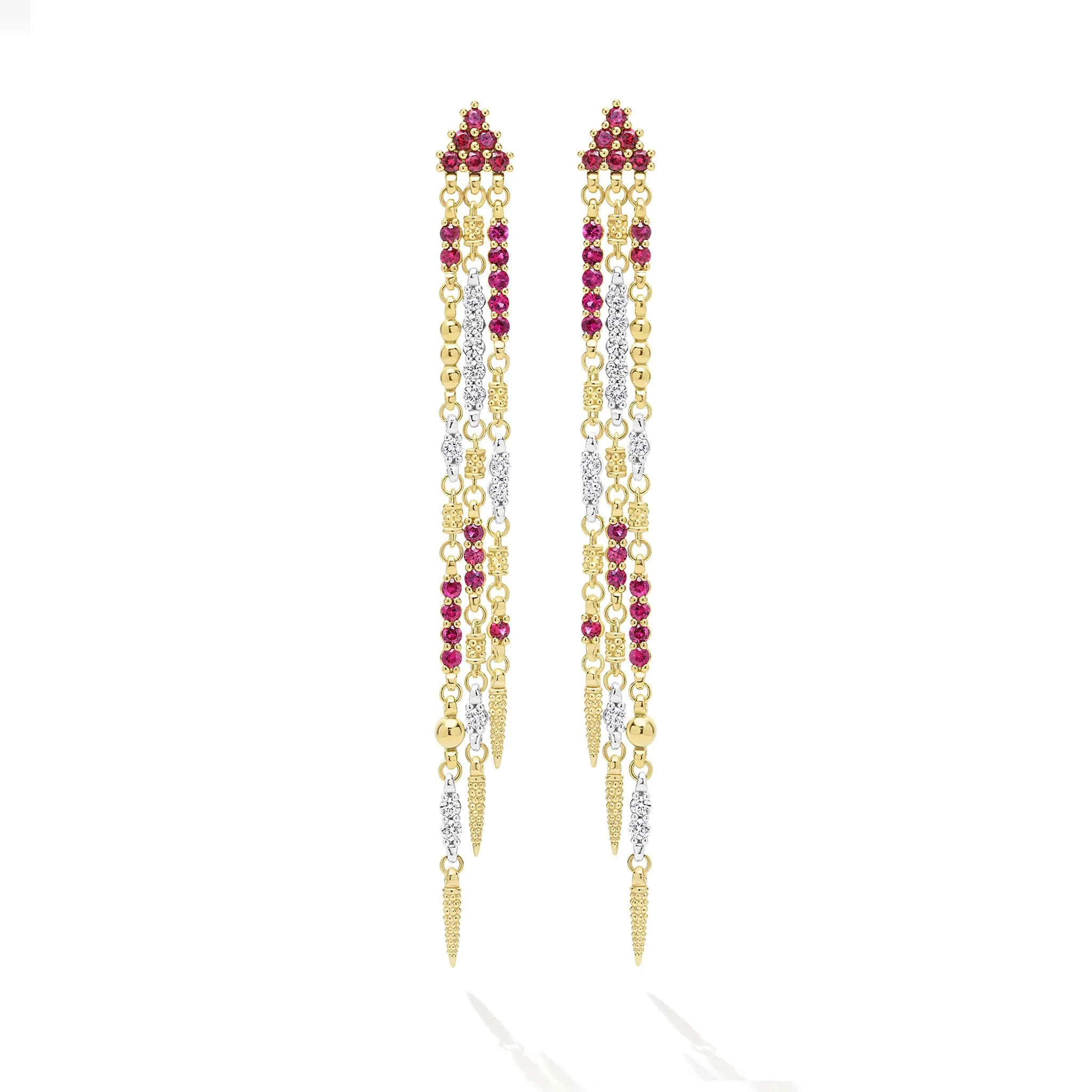 Studio 18K Gold Ruby and Diamond Drop Earrings sold by LAGOS product image thumbnail 2