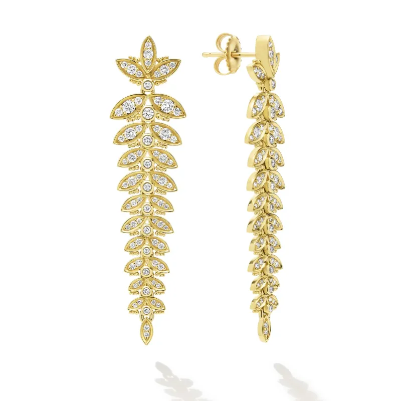 Studio 18K Gold Leaf Diamond Drop Earrings sold by LAGOS