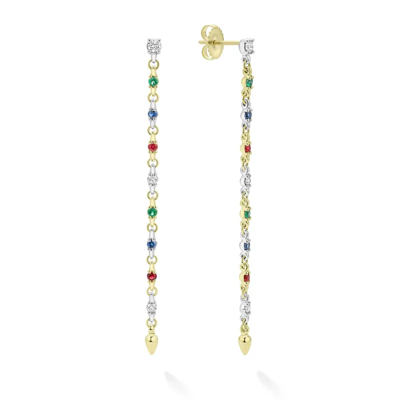 Studio 18K Gold Gemstone and Diamond Drop Earrings sold by LAGOS