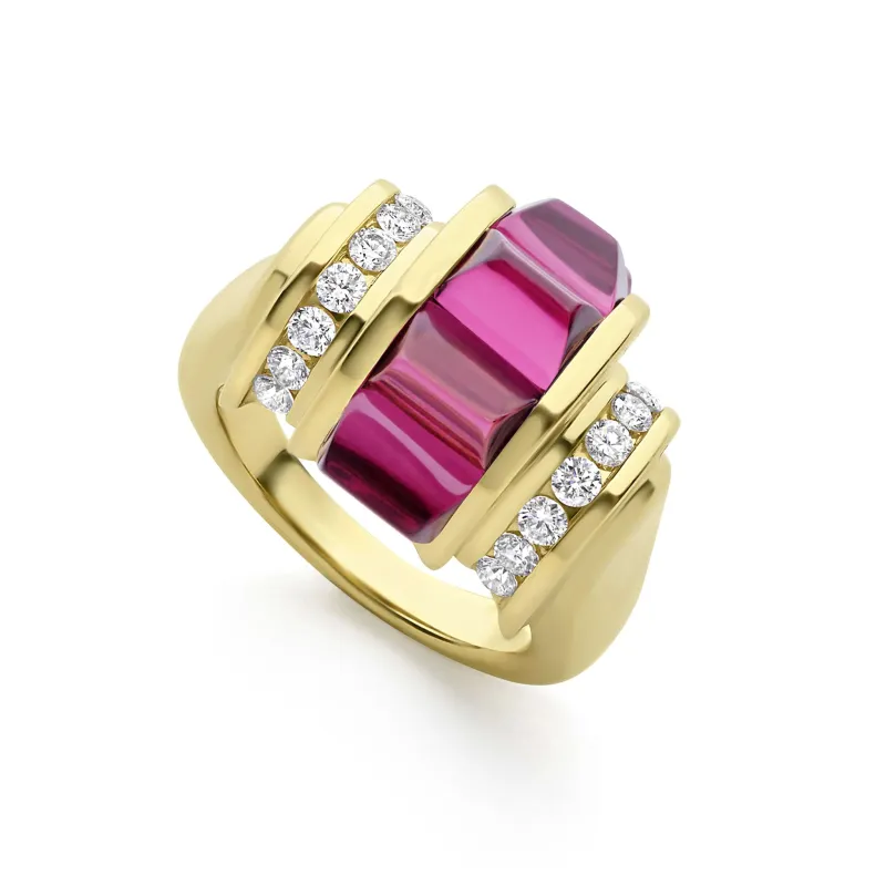 Studio 18K Gold Rhodolite and Diamond Ring sold by LAGOS