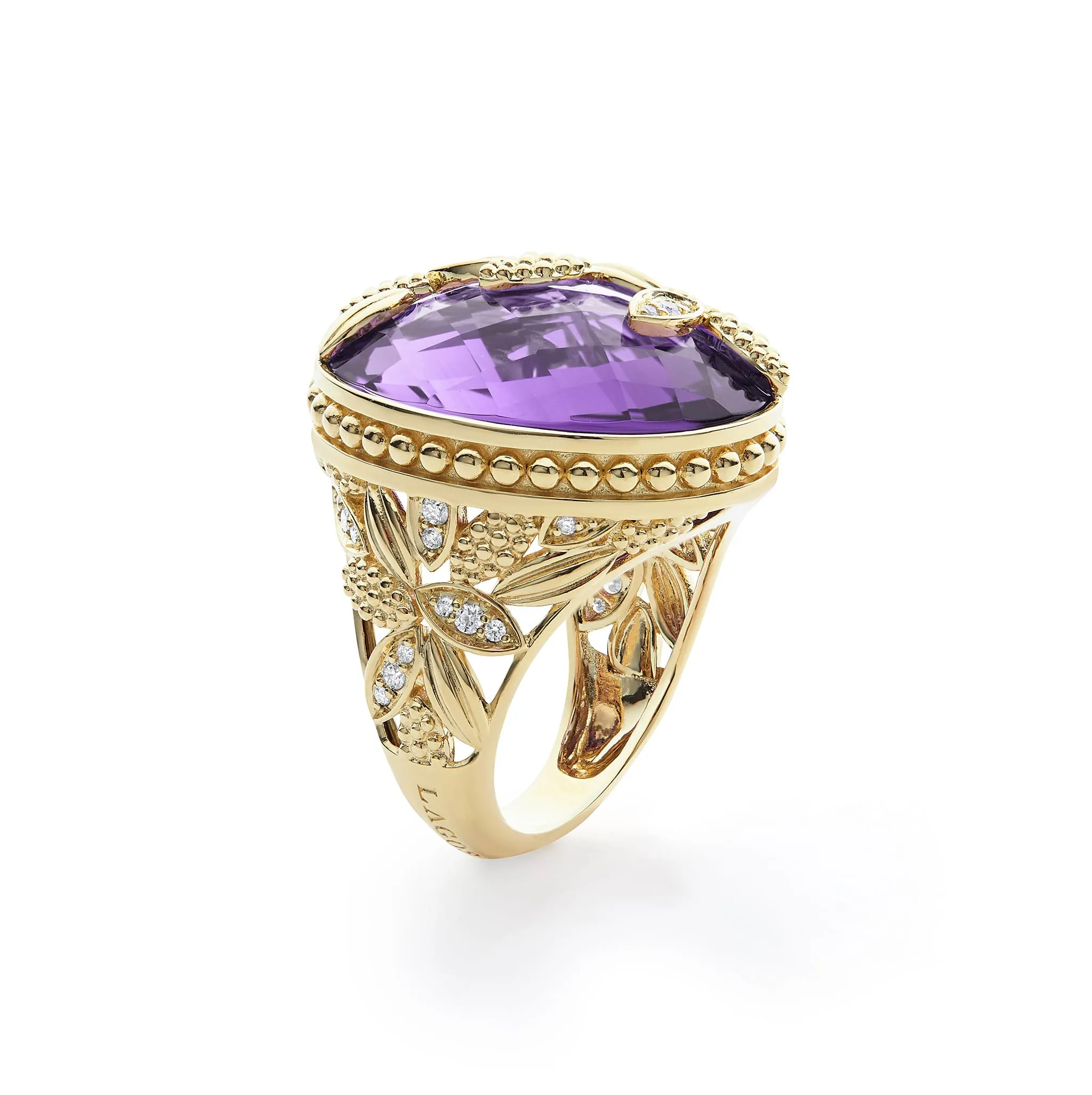 Studio 18K Gold Floral Amethyst and Diamond Ring sold by LAGOS product image thumbnail 2