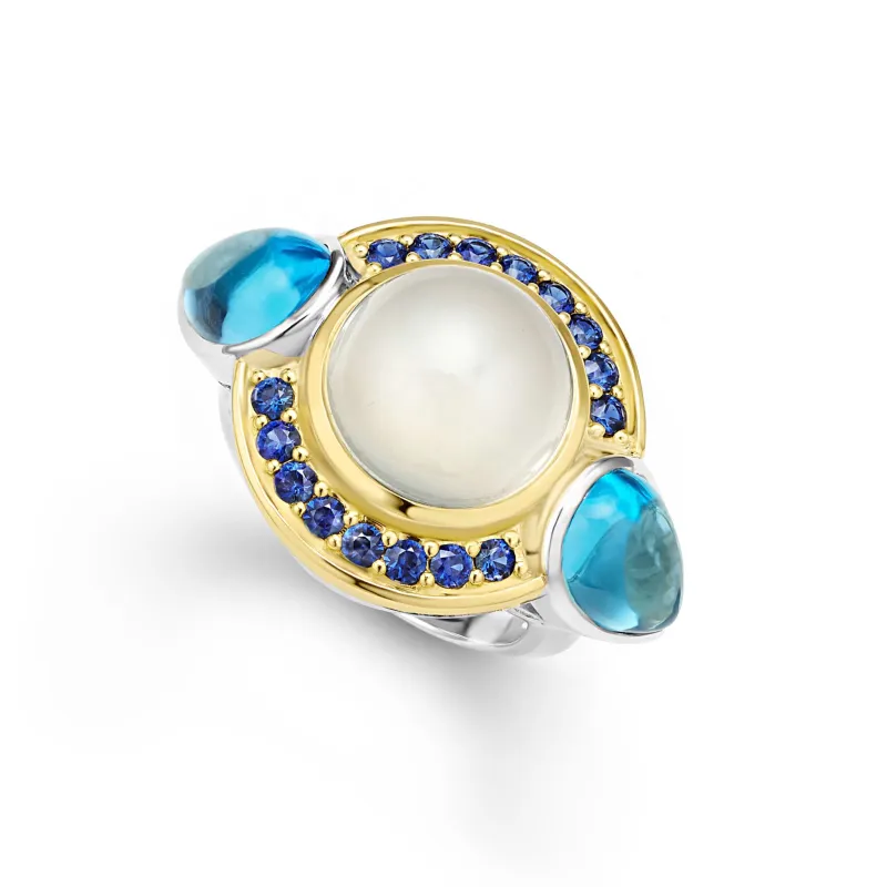 Studio Two-Tone Moonstone and Gemstone Ring sold by LAGOS