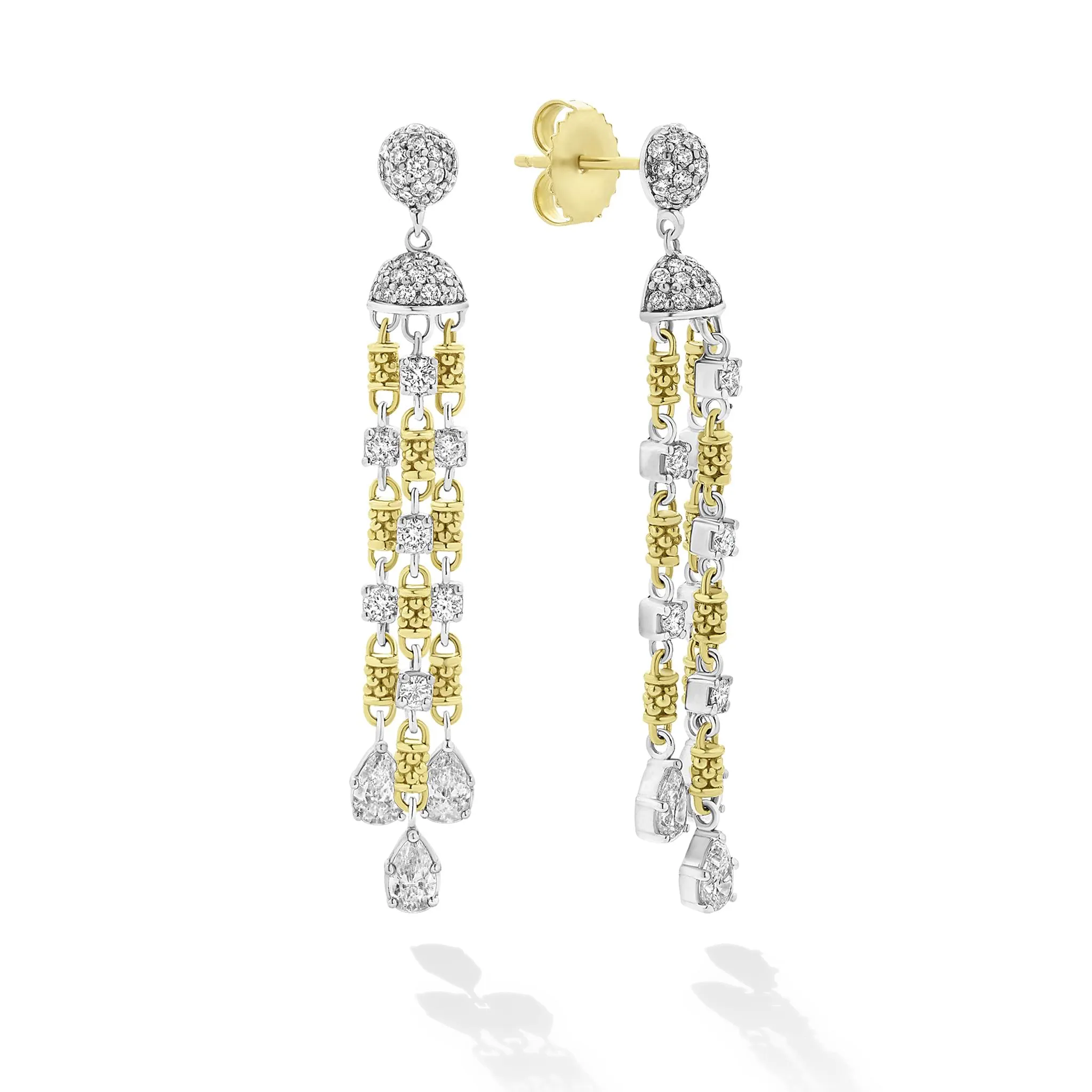 Studio 18K Gold 3-Strand Diamond Chandelier Earrings sold by LAGOS
