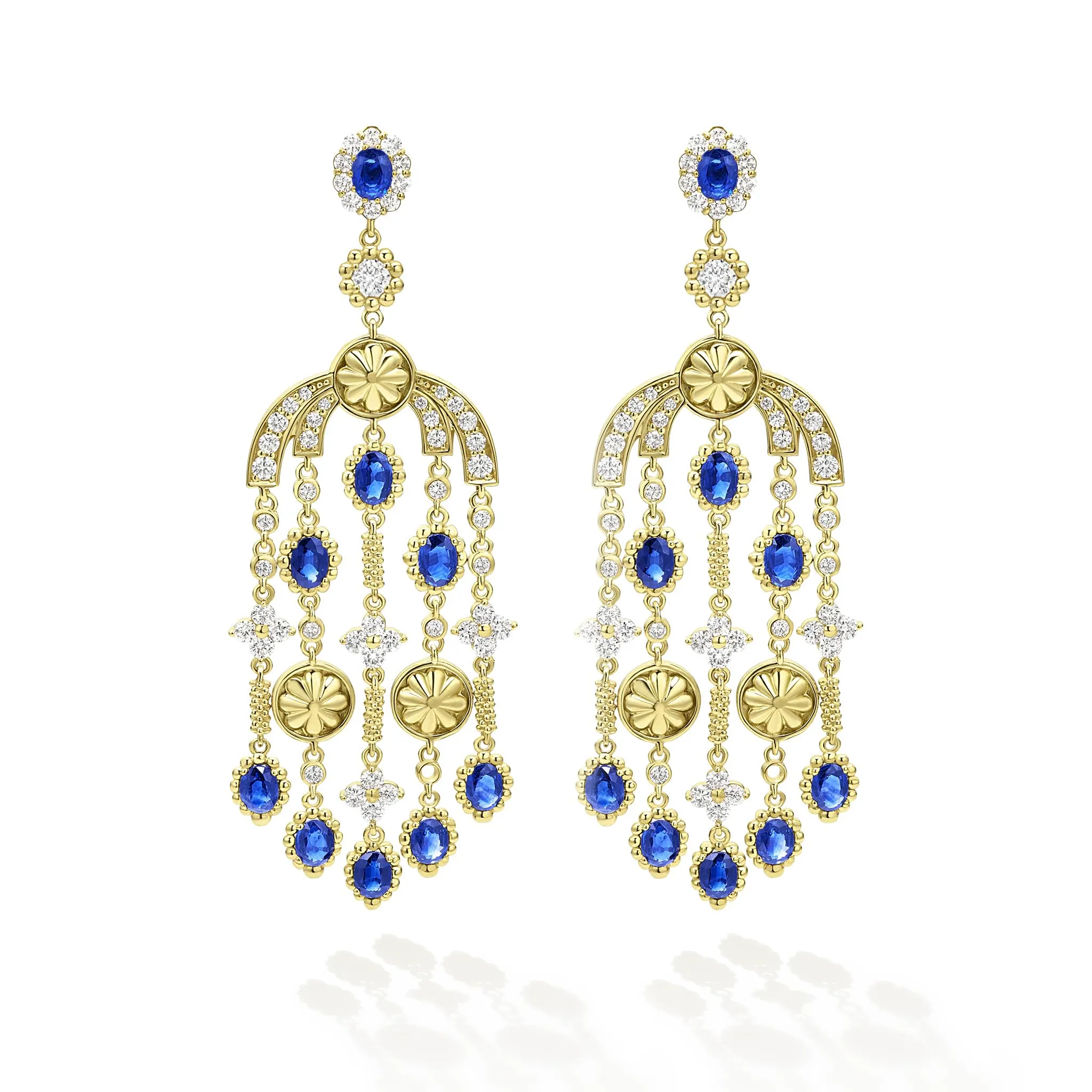 Studio 18K Gold Blue Sapphire and Diamond Chandelier Earrings sold by LAGOS product image thumbnail 3