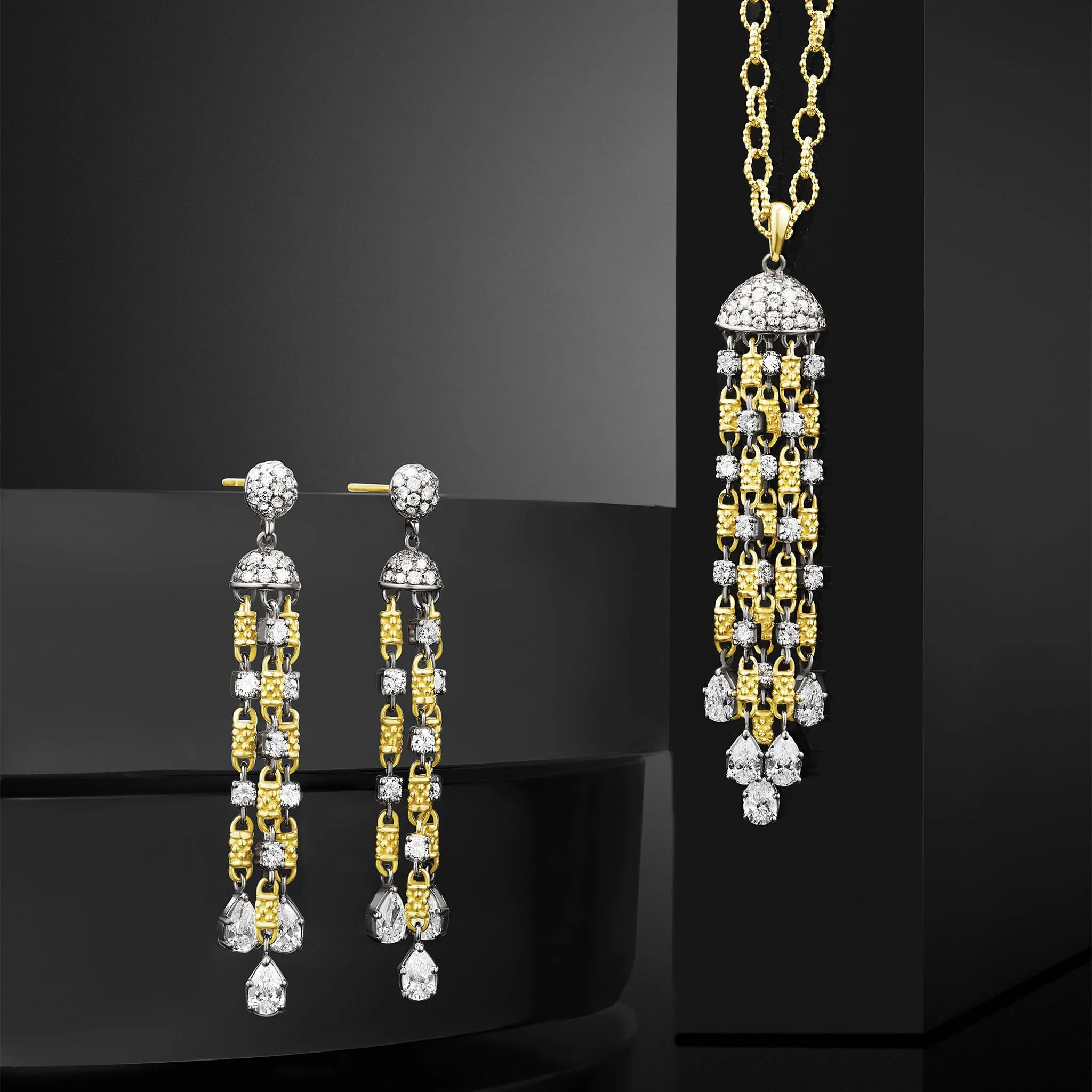 Studio 18K Gold 5-Strand Chandelier Diamond Pendant Necklace sold by LAGOS product image thumbnail 2