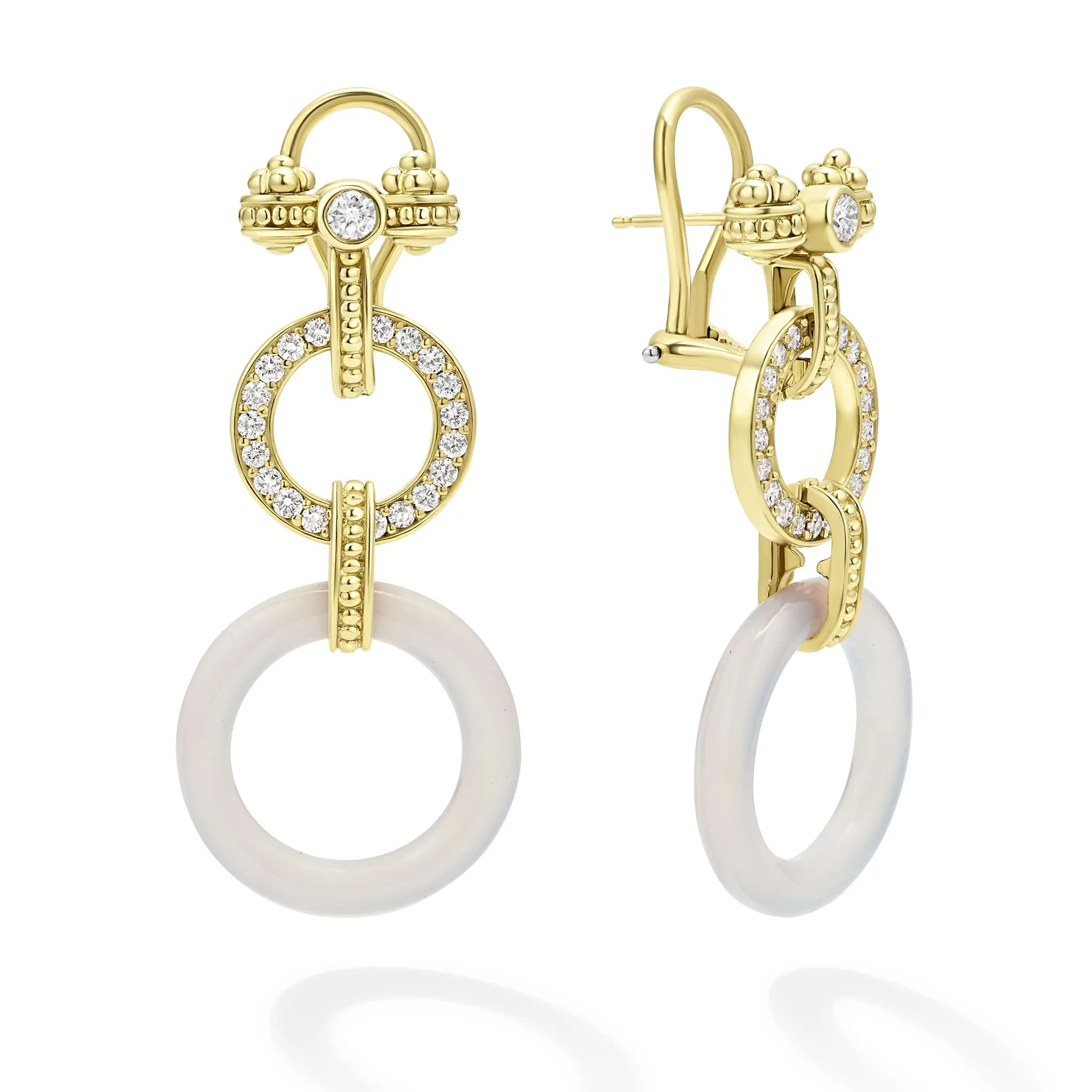 Studio 18K Gold and Diamond Circle Drop Earrings sold by LAGOS