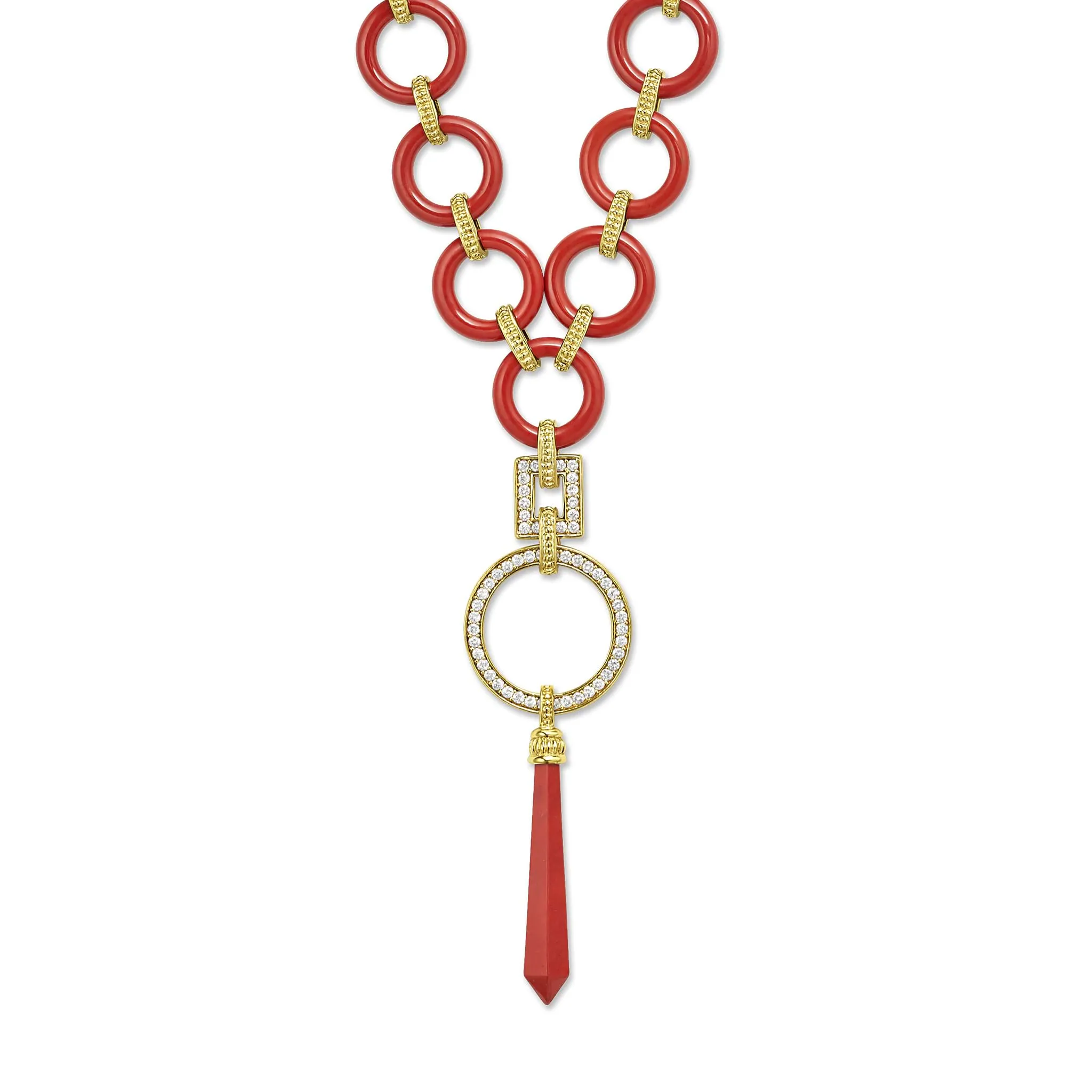 Studio 18K Gold and Red Jasper Diamond Pendant Necklace sold by LAGOS