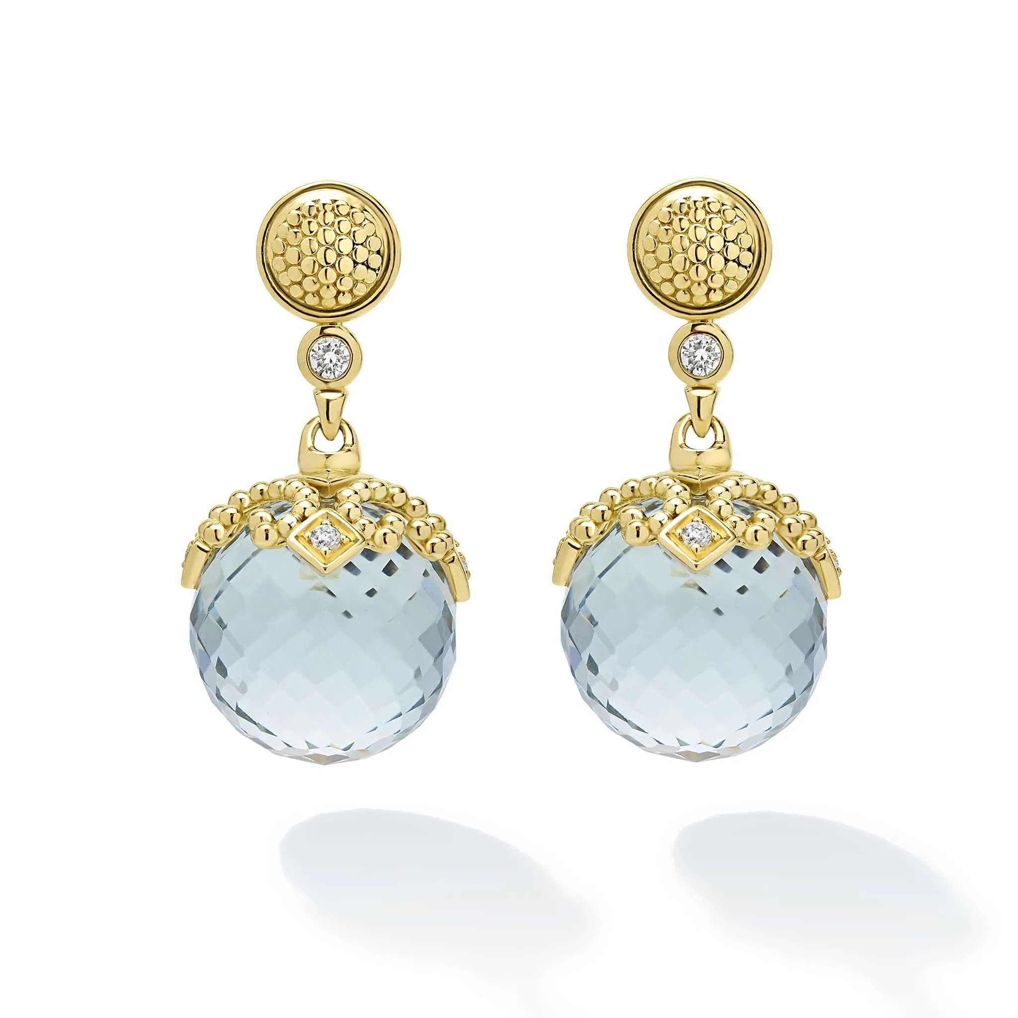 Studio 18K Gold Prasiolite and Diamond Drop Earrings sold by LAGOS product image thumbnail 2
